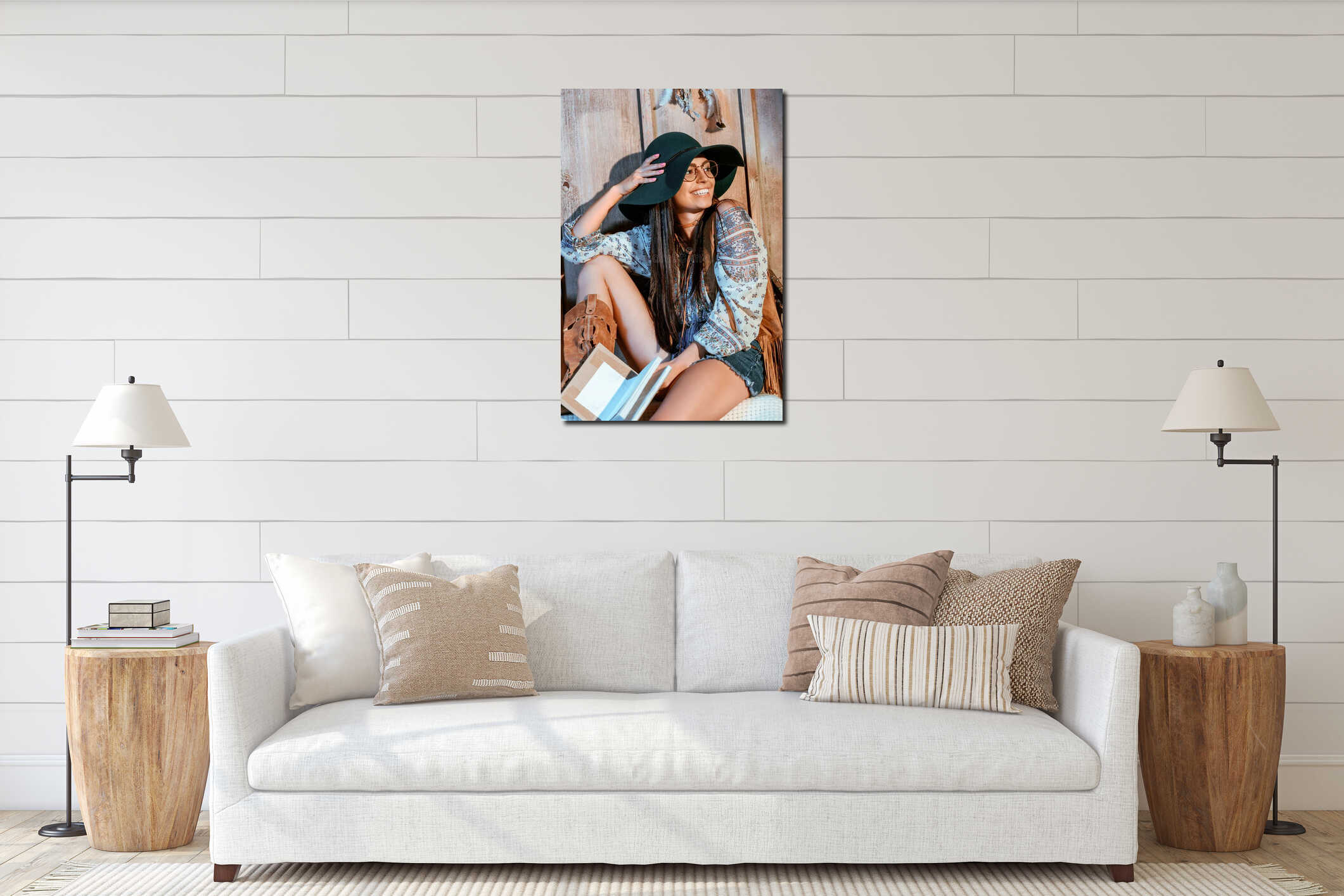 Canvas hanging interior mockup