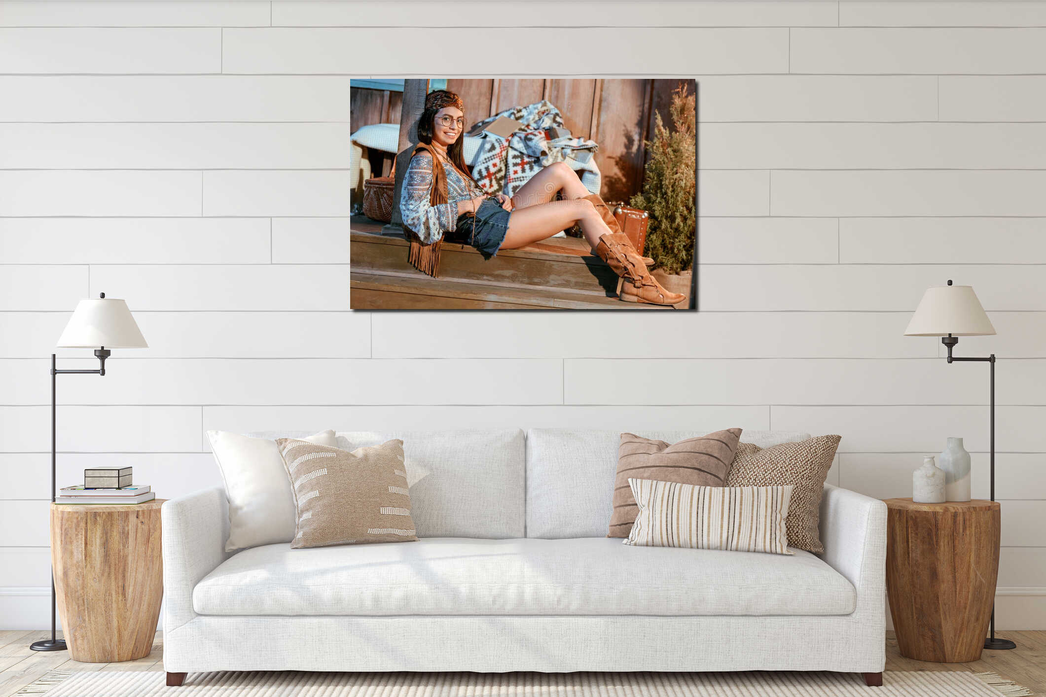 Canvas hanging interior mockup