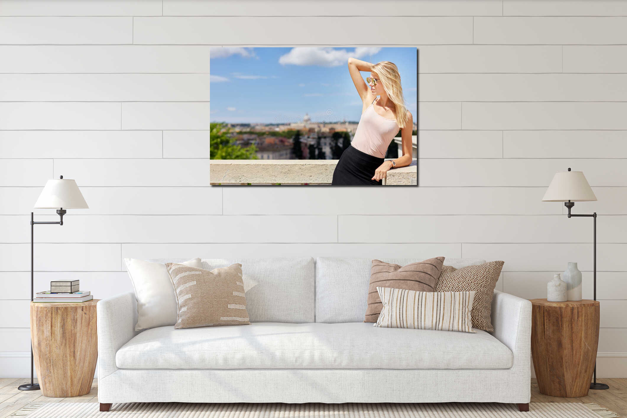 Canvas hanging interior mockup