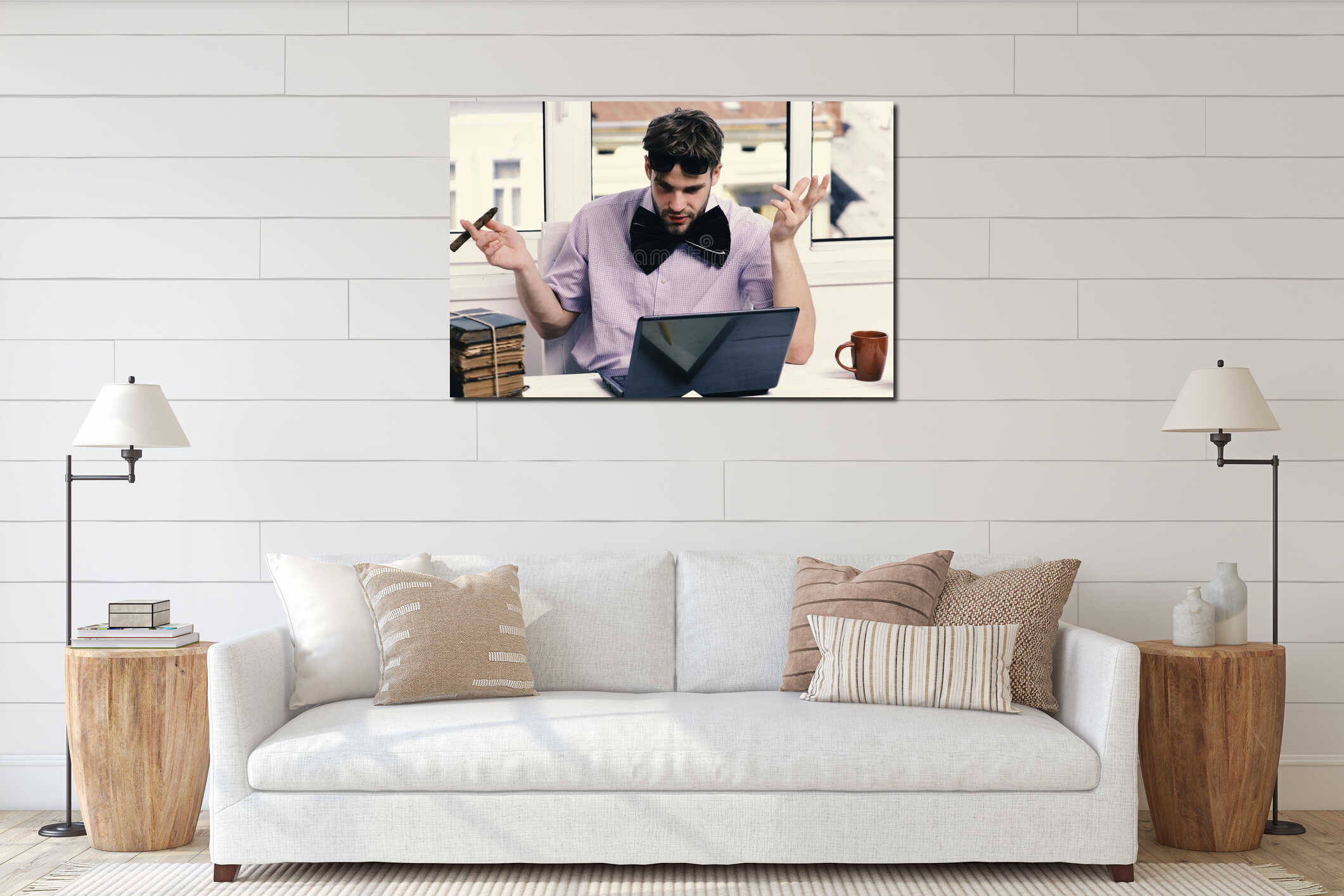 Canvas hanging interior mockup