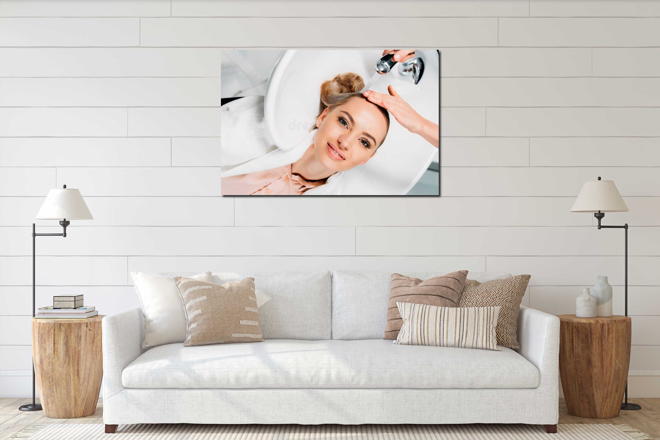 Canvas hanging interior mockup