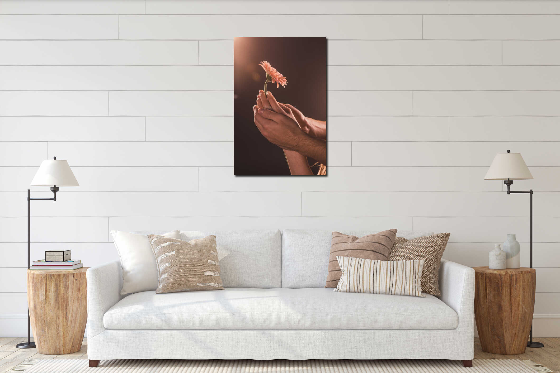 Canvas hanging interior mockup