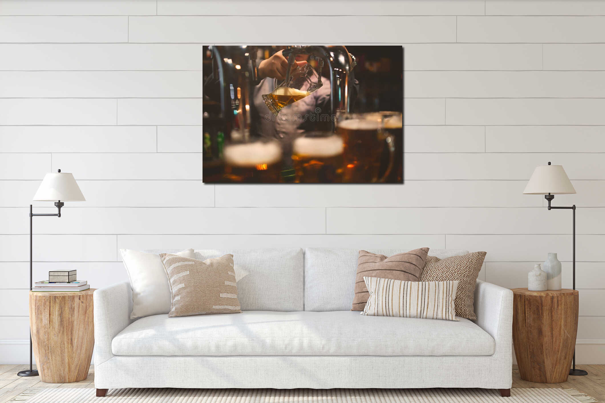 Canvas hanging interior mockup