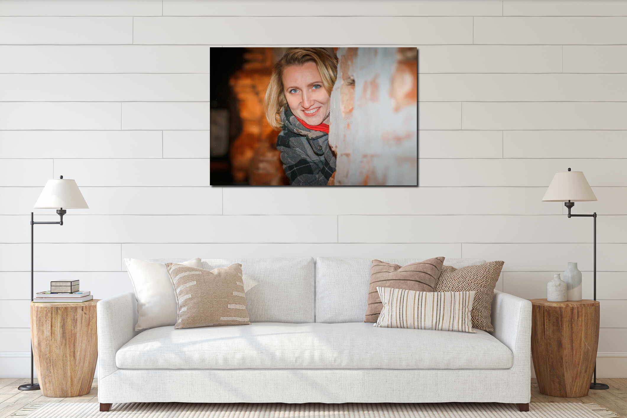 Canvas hanging interior mockup