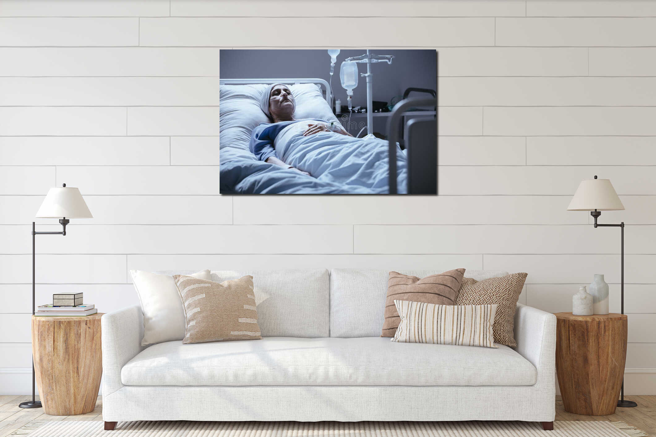 Canvas hanging interior mockup