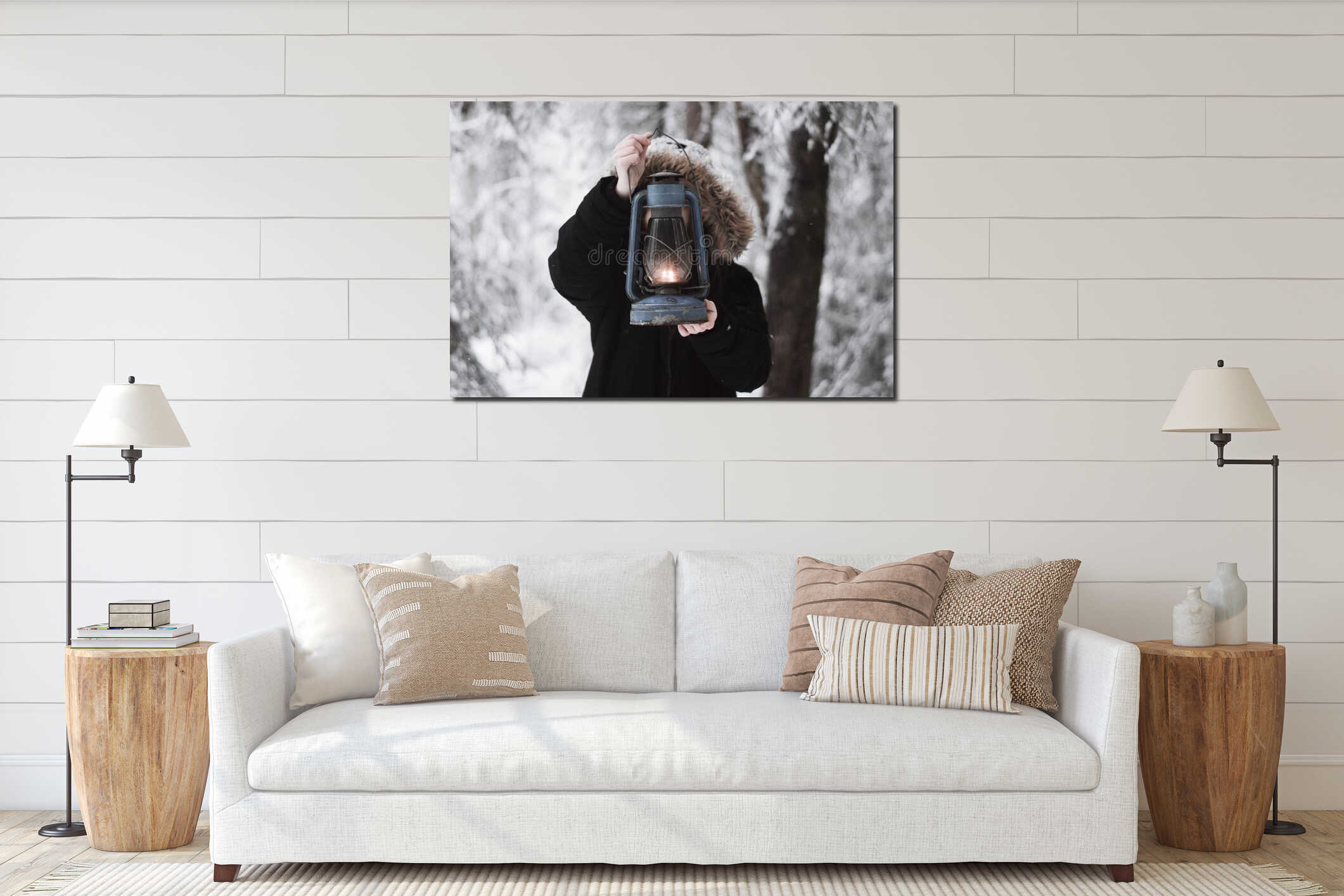 Canvas hanging interior mockup
