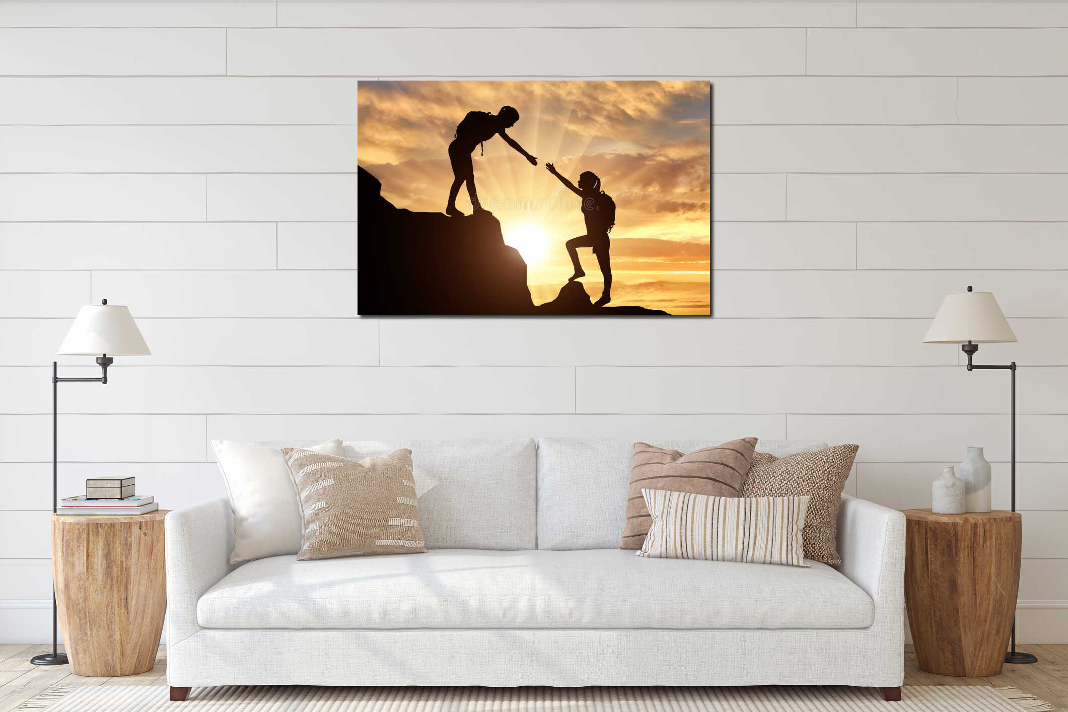 Canvas hanging interior mockup