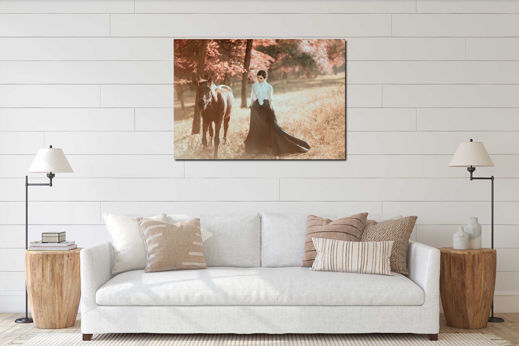 Canvas hanging interior mockup