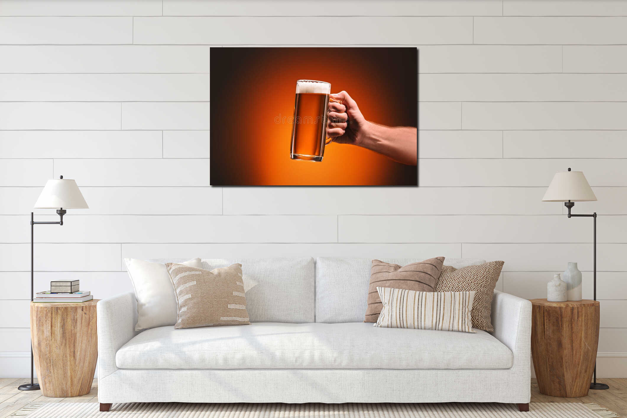 Canvas hanging interior mockup