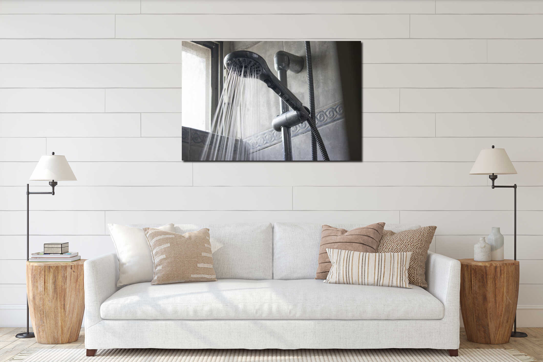 Canvas hanging interior mockup