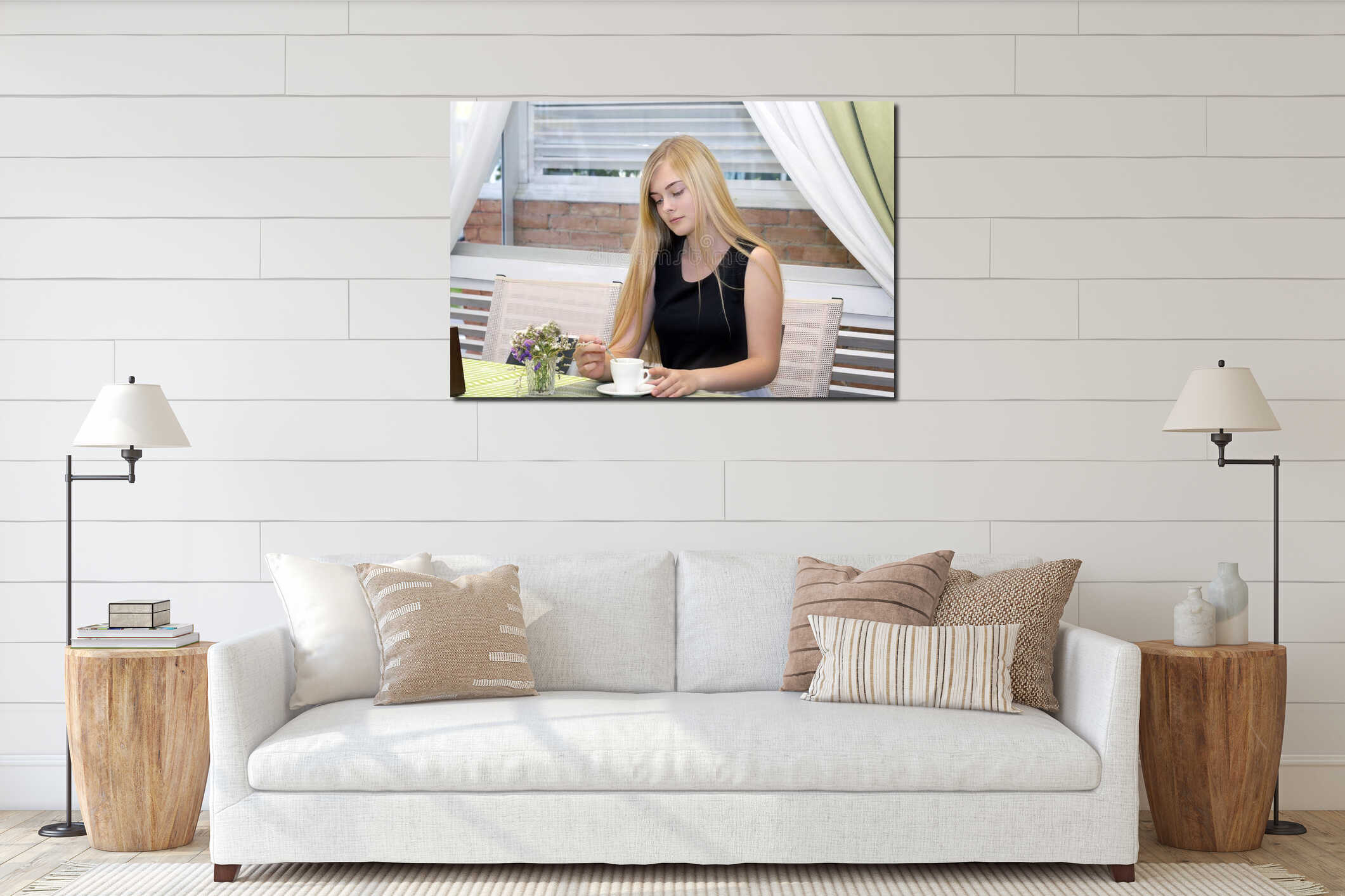 Canvas hanging interior mockup