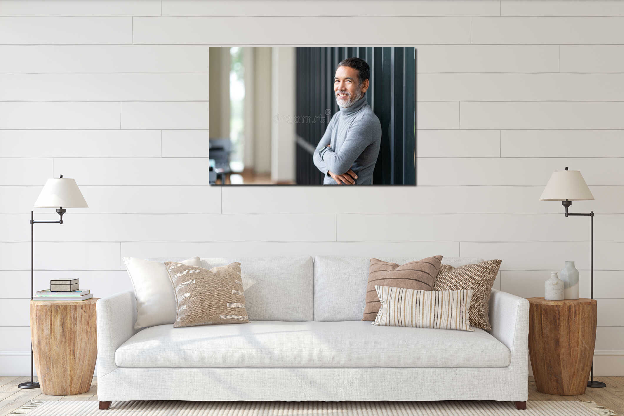 Canvas hanging interior mockup