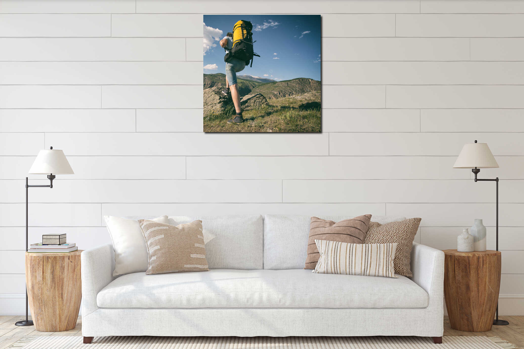 Canvas hanging interior mockup