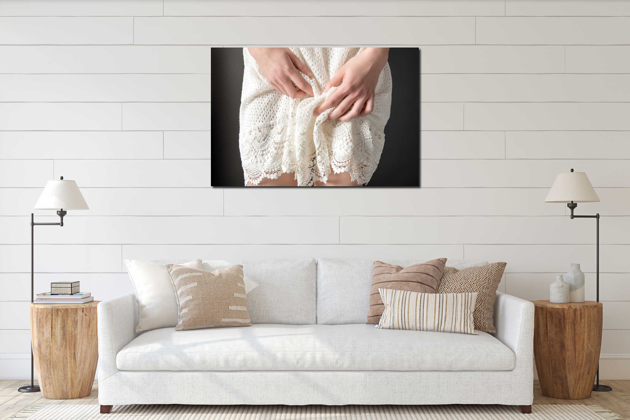 Canvas hanging interior mockup
