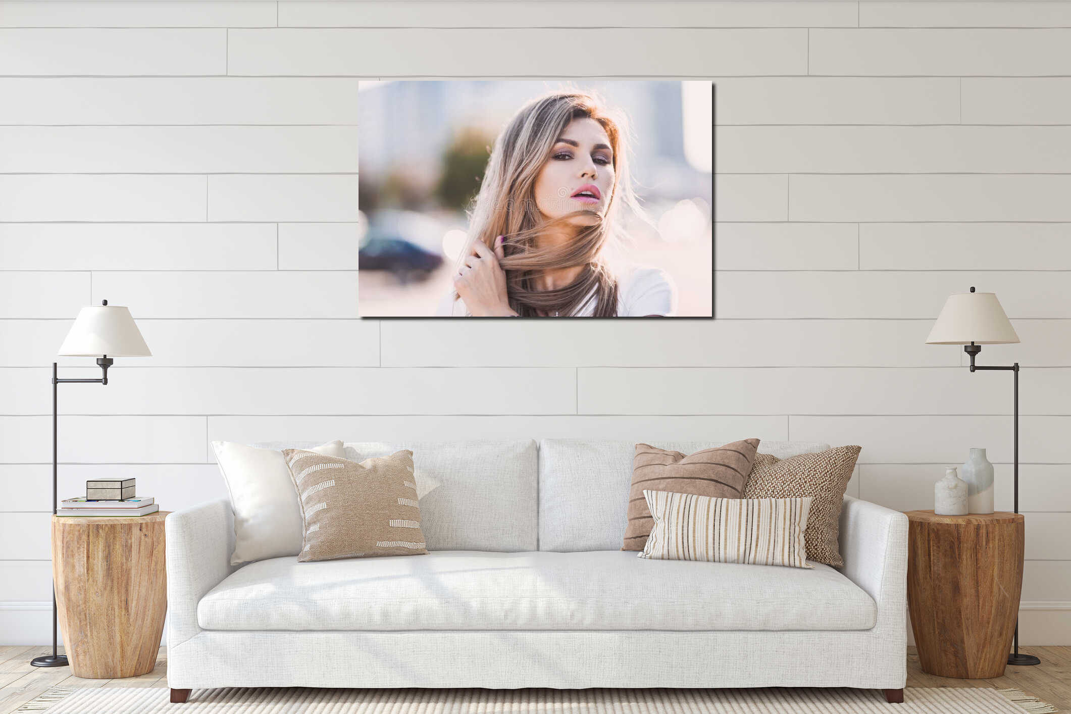 Canvas hanging interior mockup