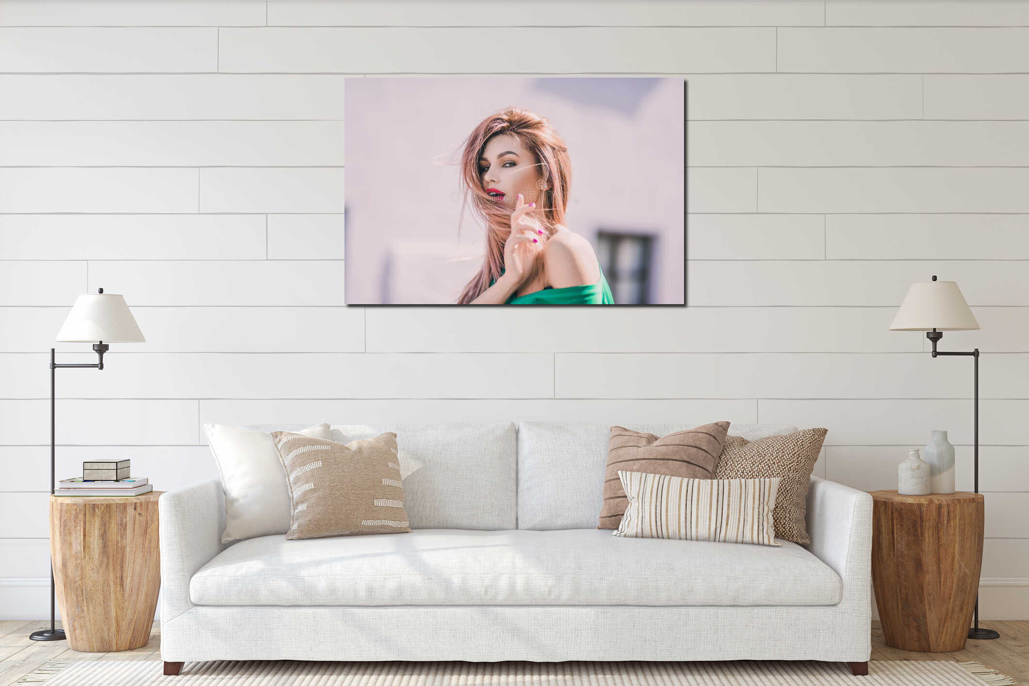 Canvas hanging interior mockup