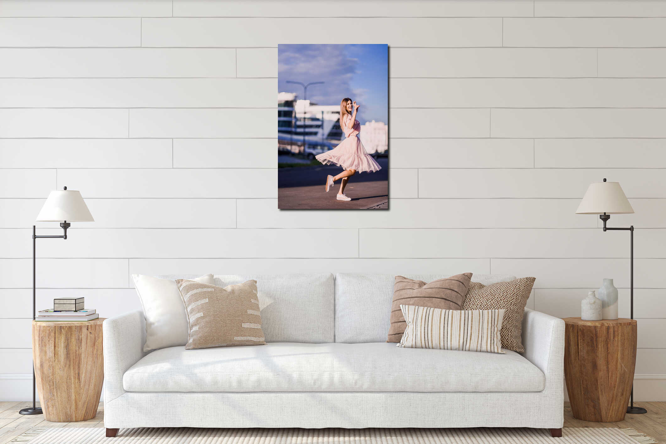 Canvas hanging interior mockup