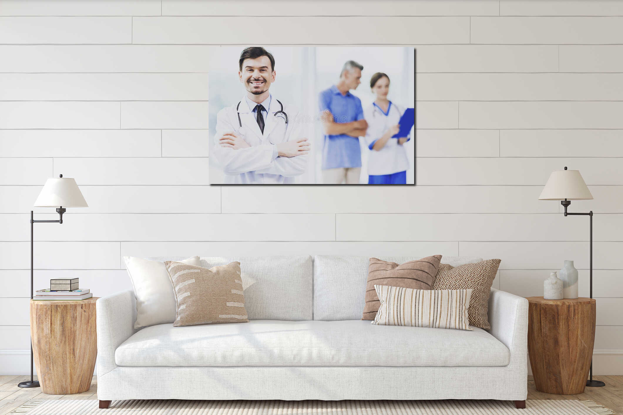 Canvas hanging interior mockup