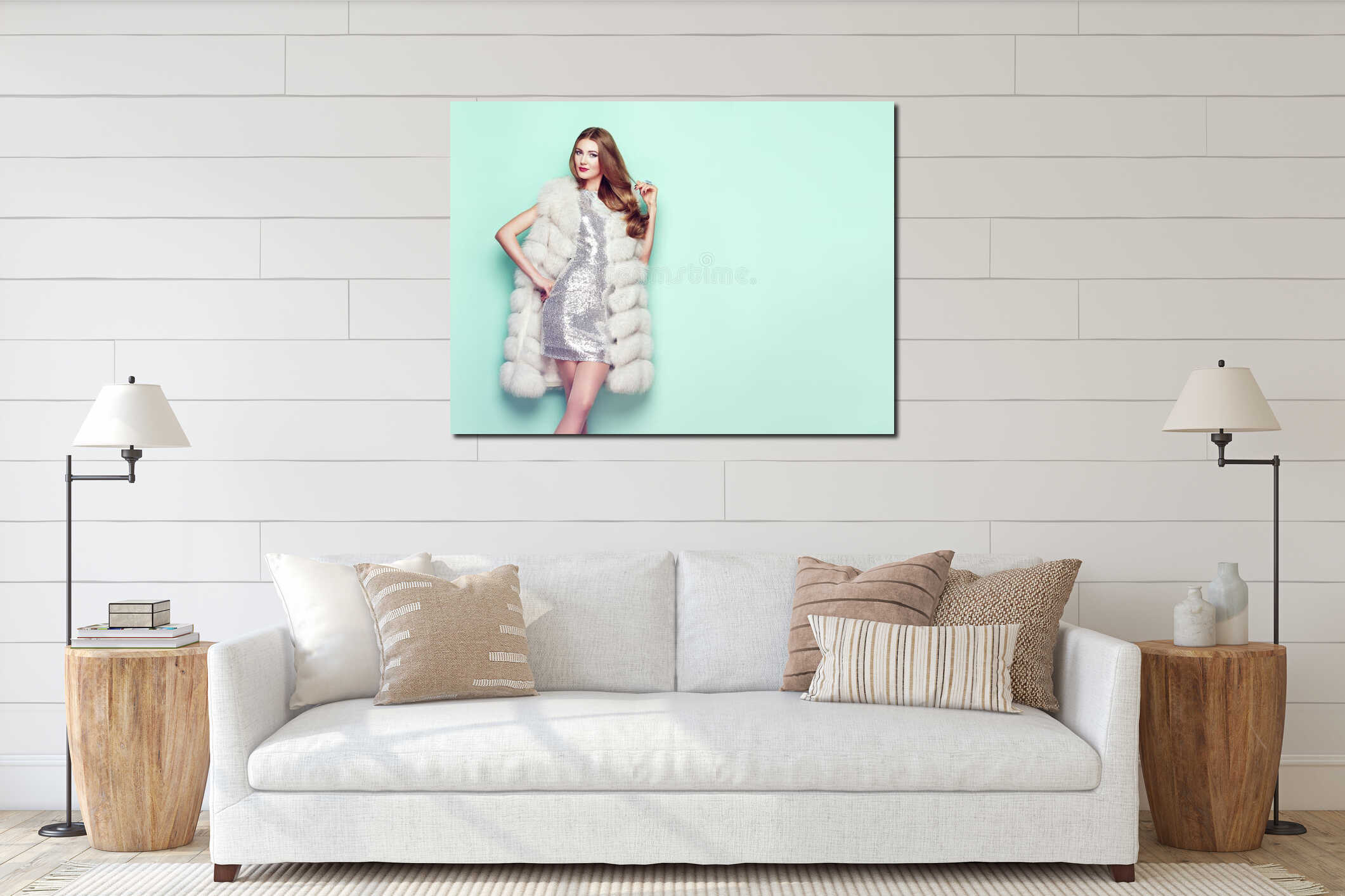 Canvas hanging interior mockup
