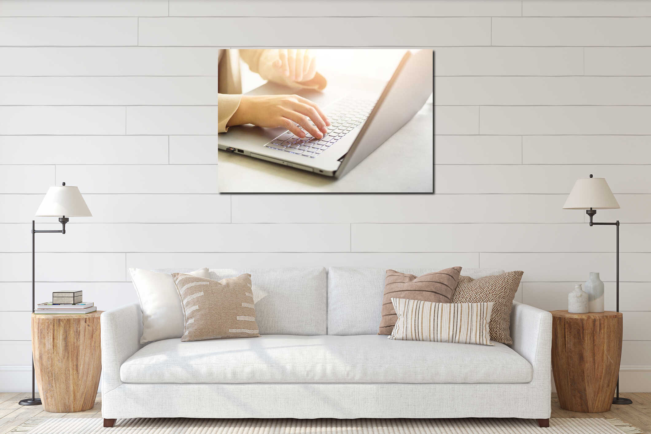 Canvas hanging interior mockup