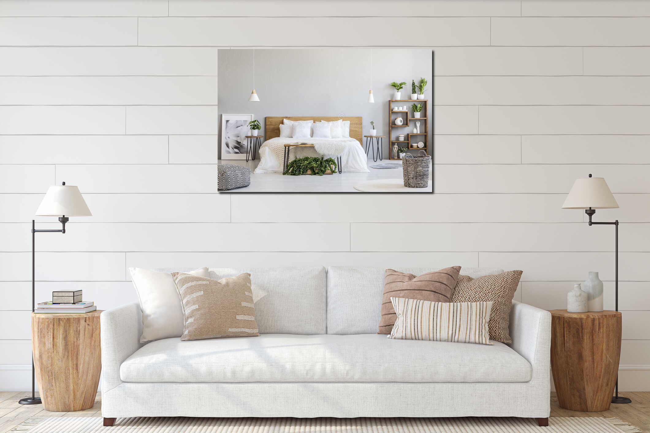 Canvas hanging interior mockup