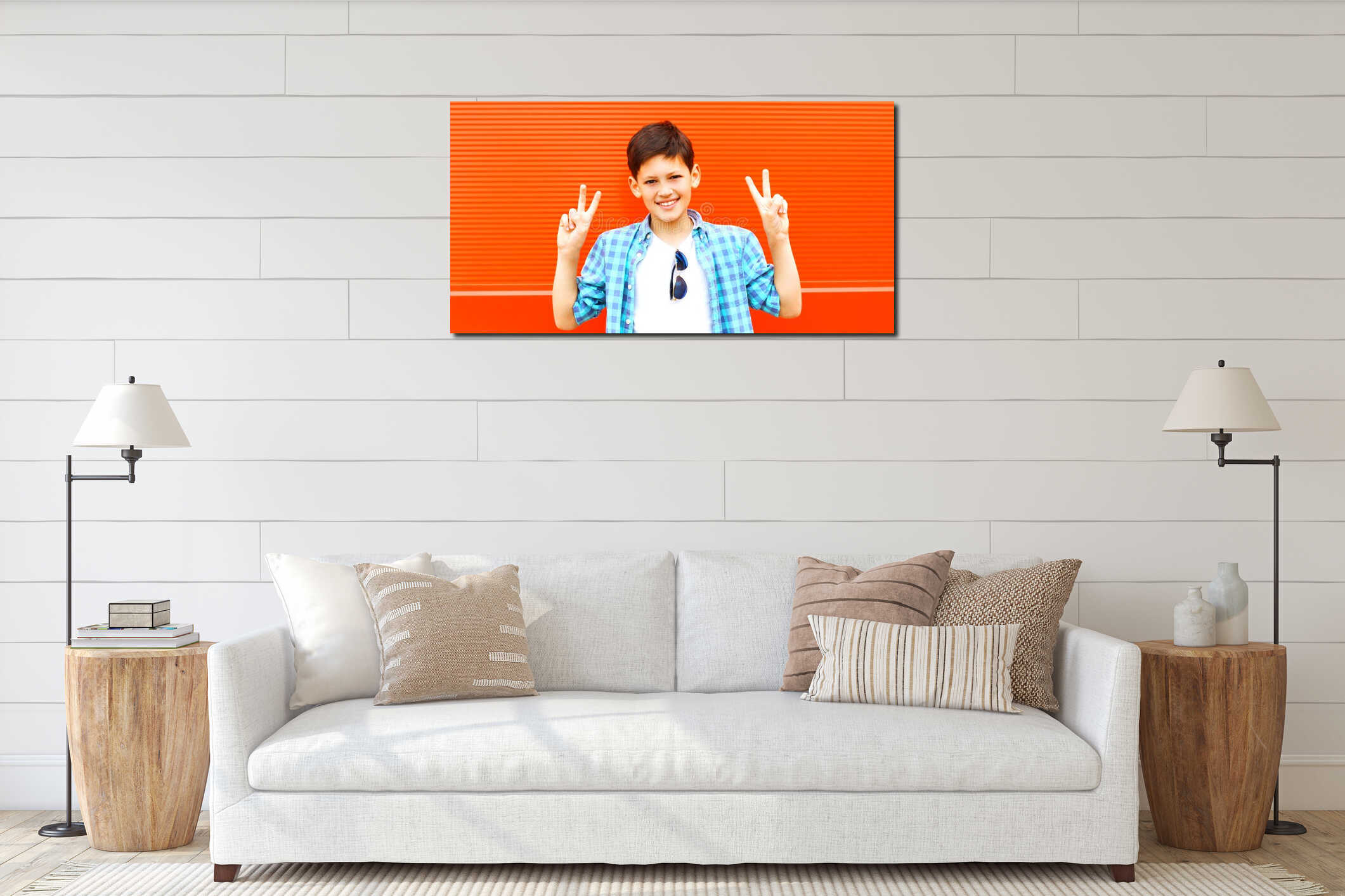 Canvas hanging interior mockup
