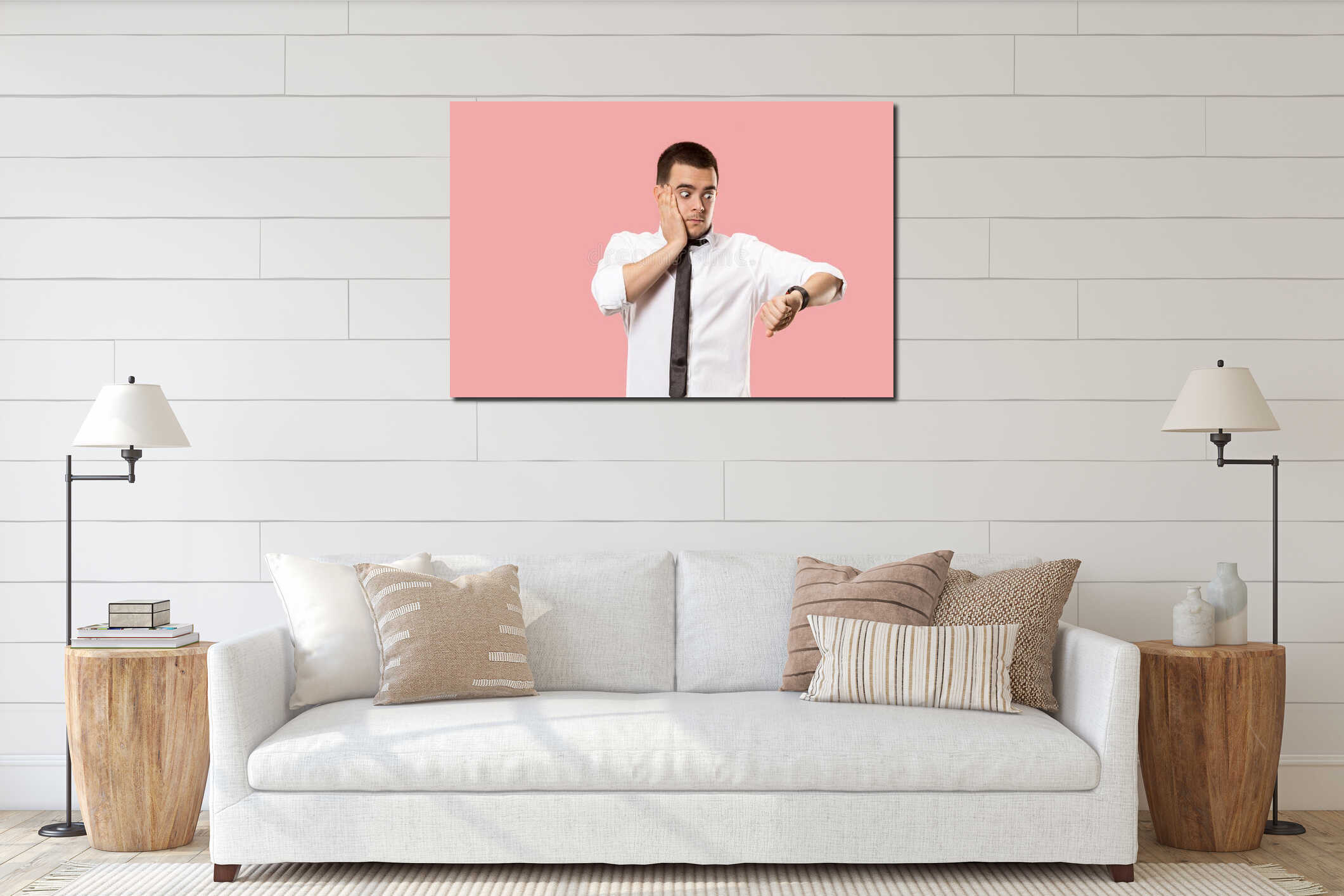 Canvas hanging interior mockup