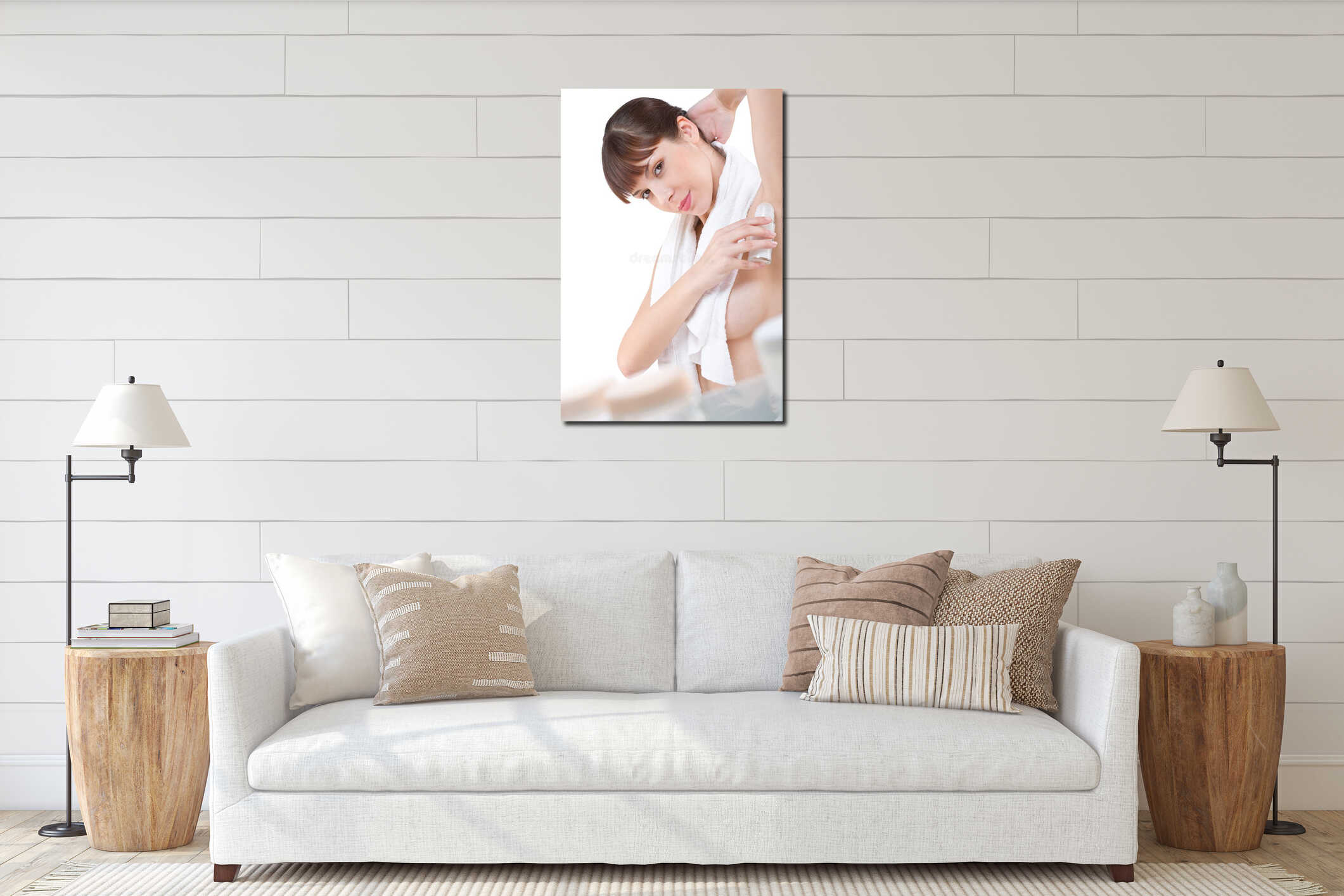 Canvas hanging interior mockup