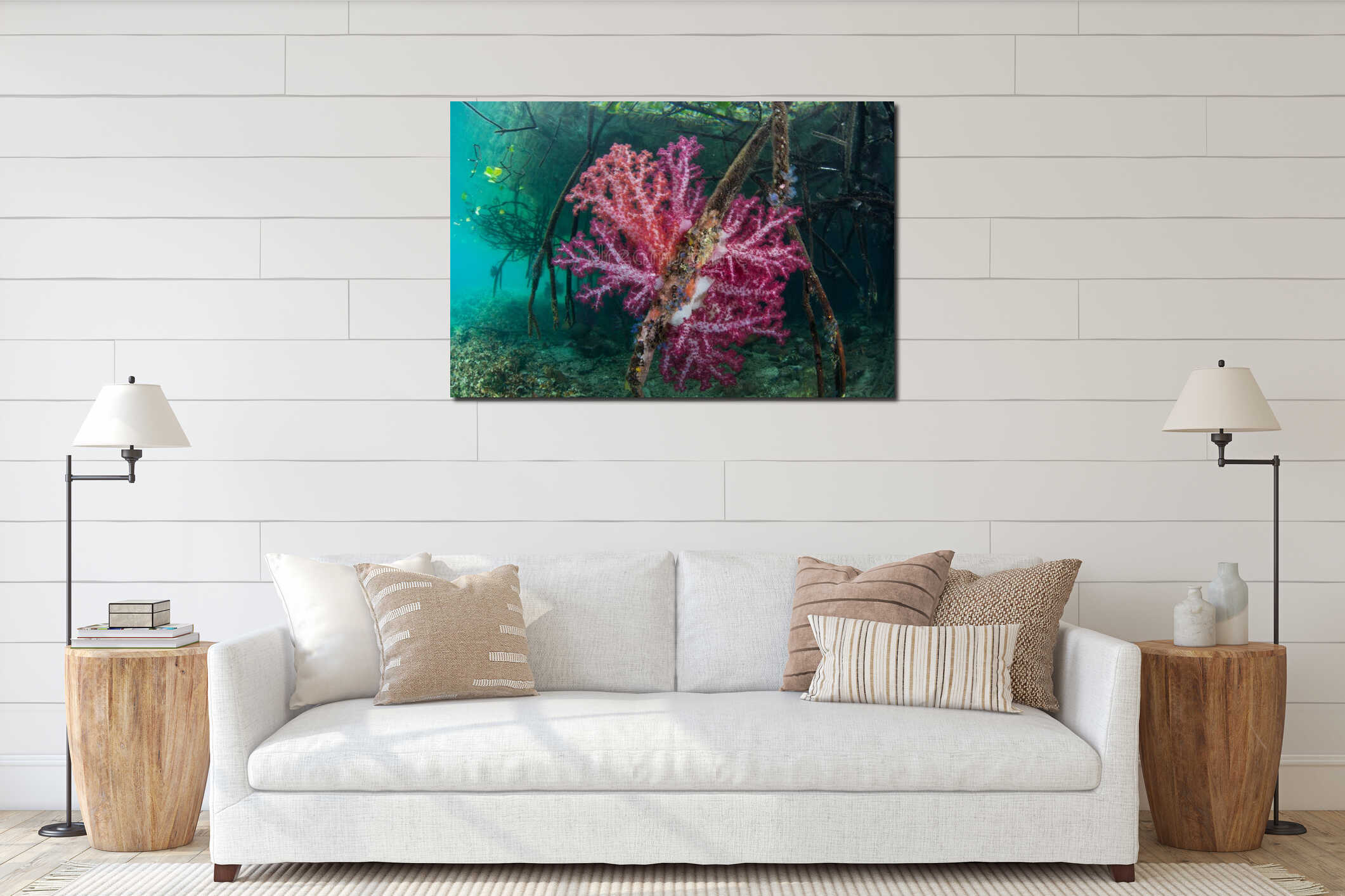 Canvas hanging interior mockup