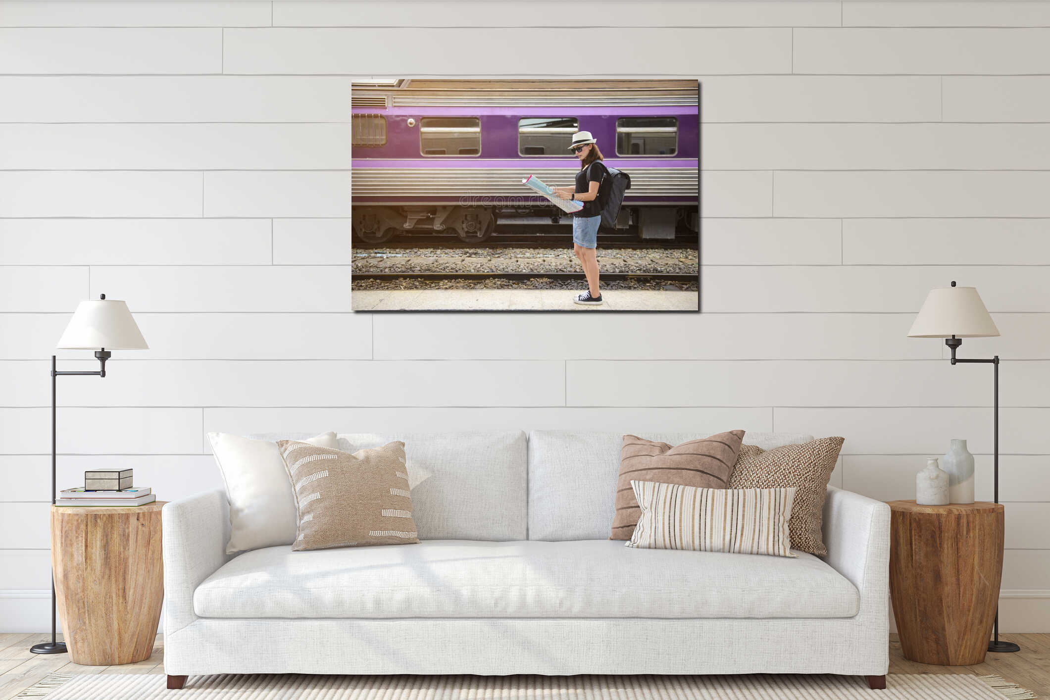 Canvas hanging interior mockup