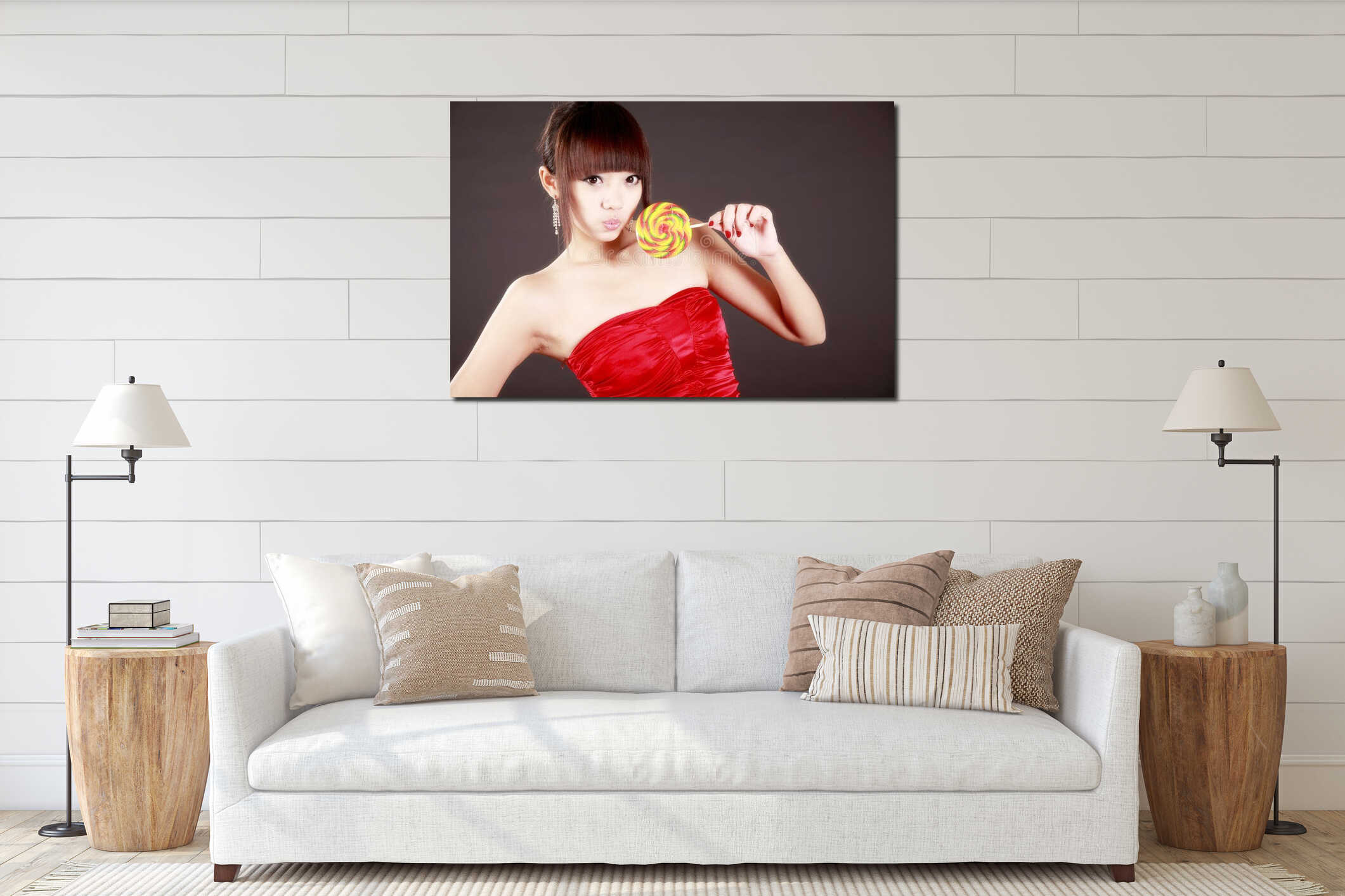 Canvas hanging interior mockup