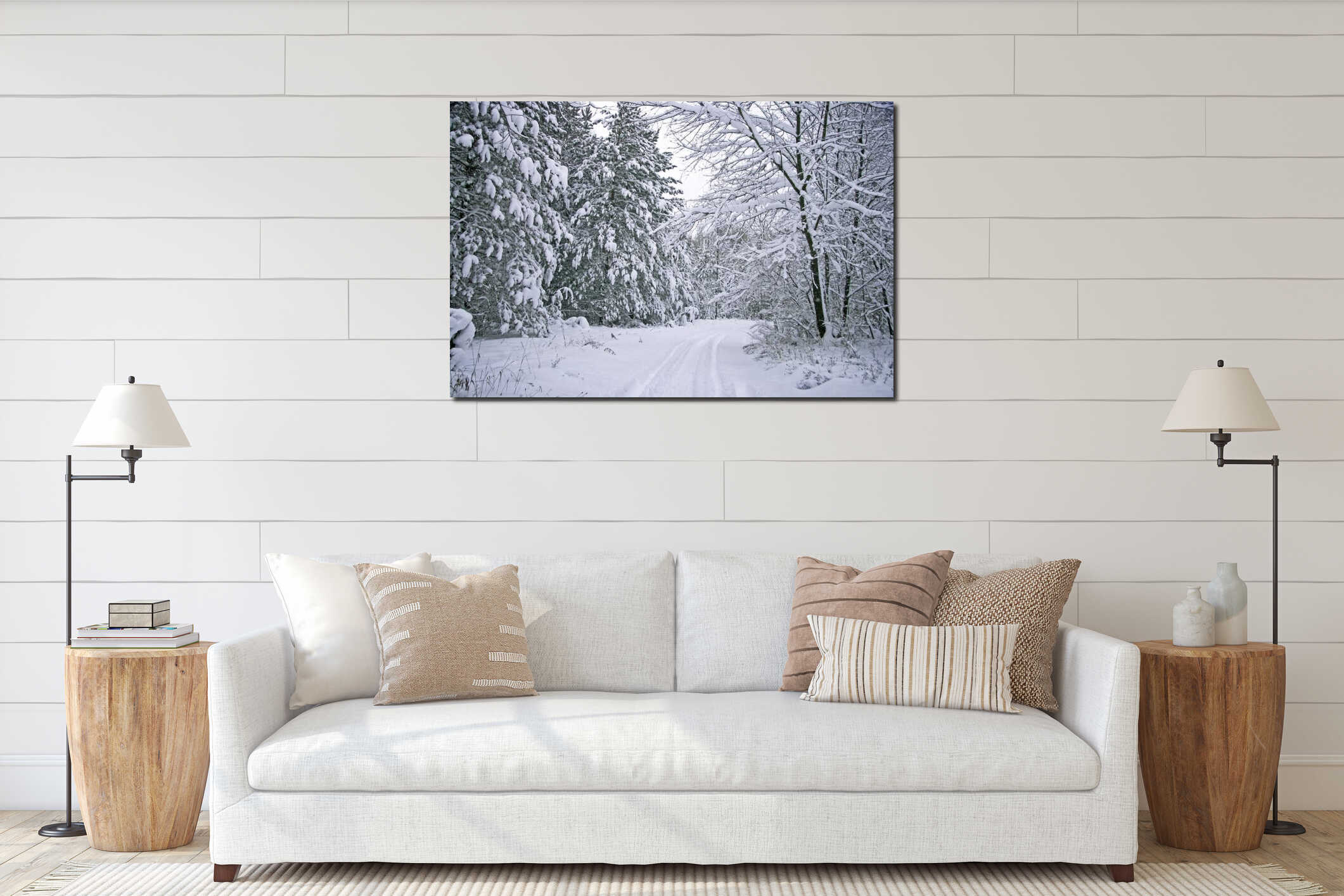 Canvas hanging interior mockup