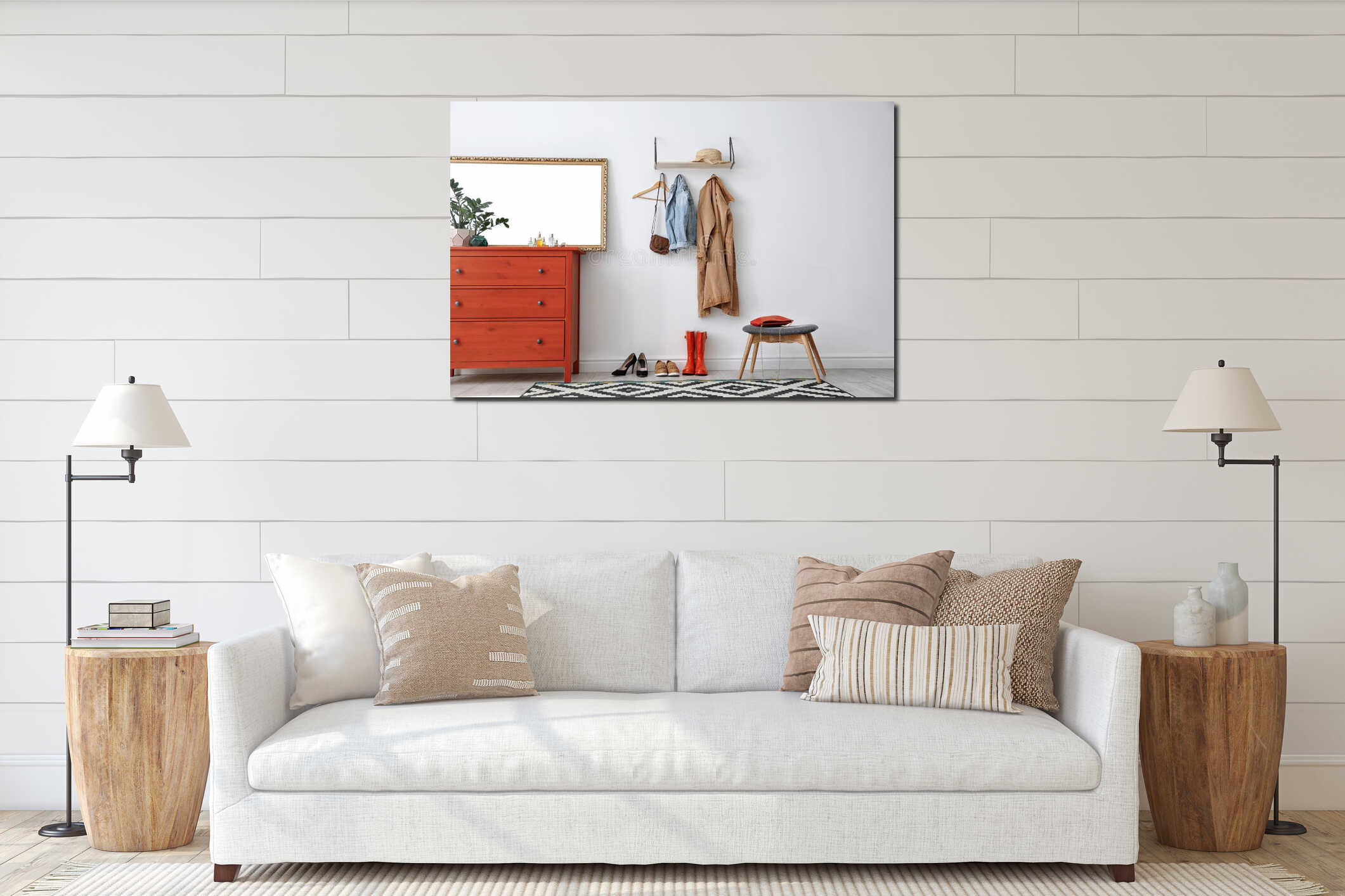 Canvas hanging interior mockup