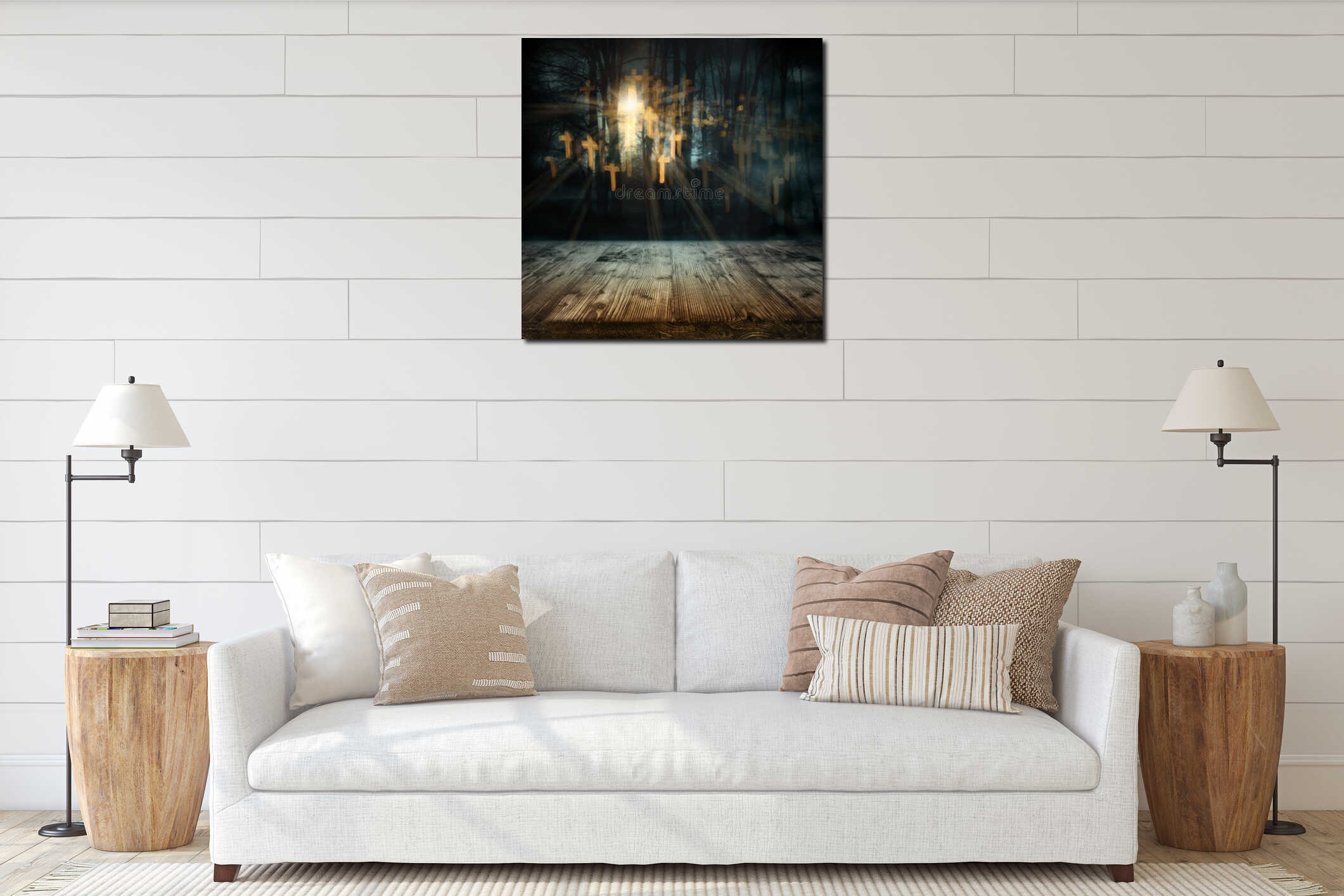 Canvas hanging interior mockup