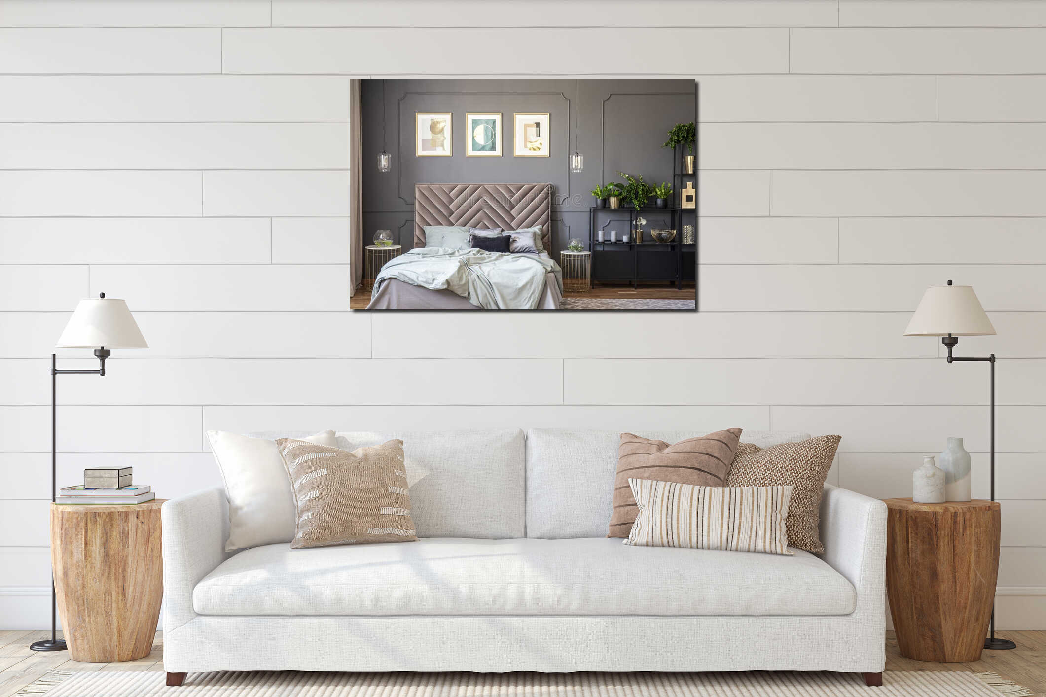 Canvas hanging interior mockup