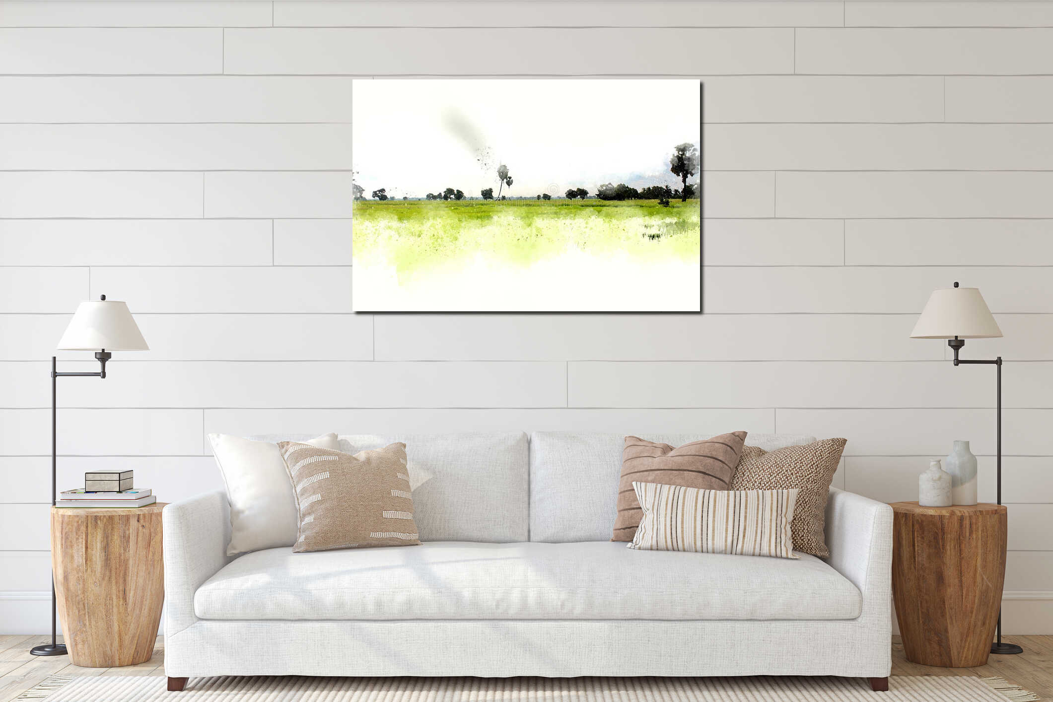 Canvas hanging interior mockup