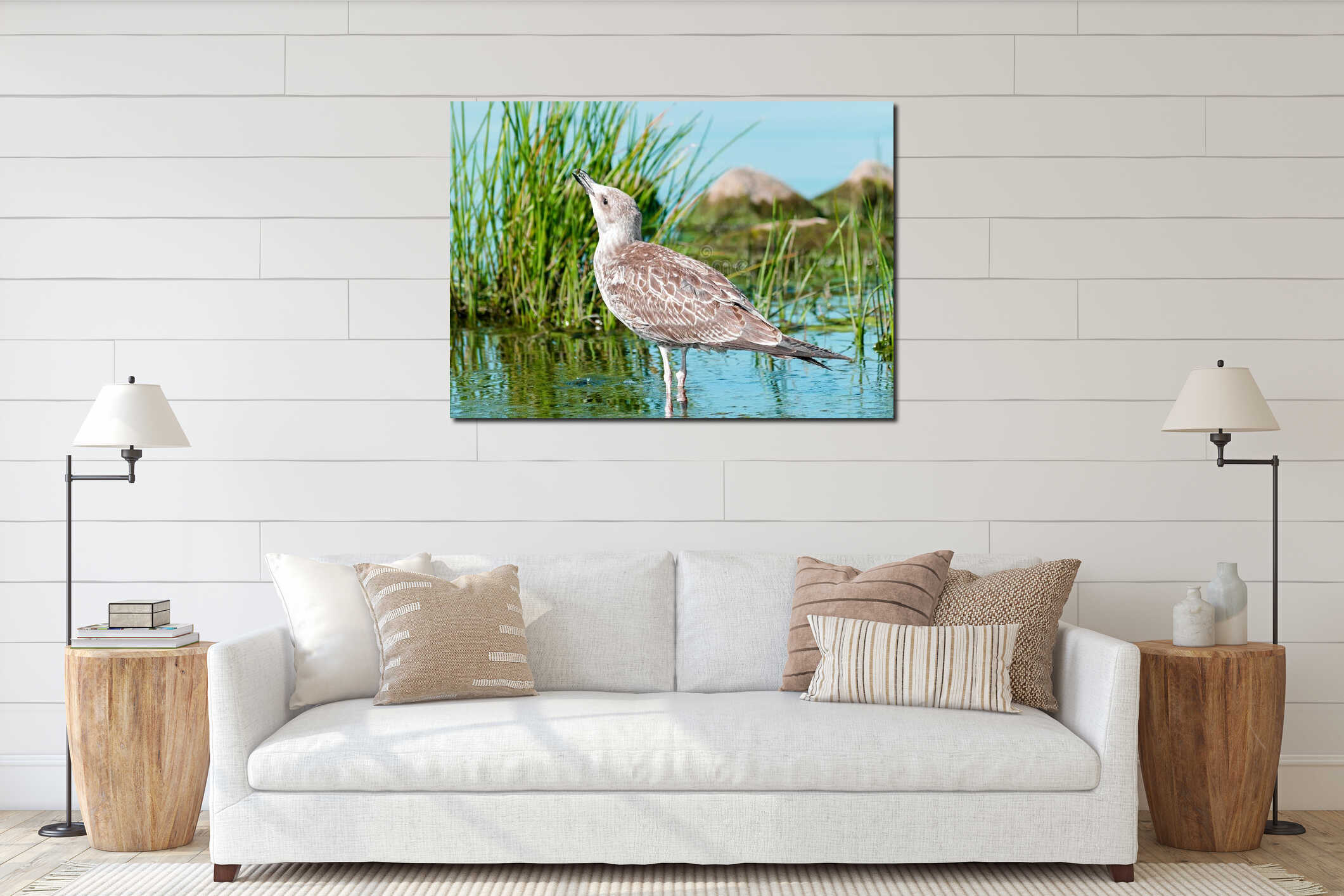 Canvas hanging interior mockup