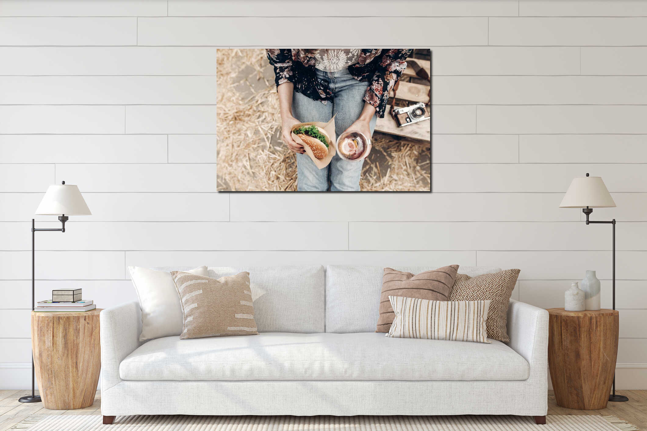 Canvas hanging interior mockup