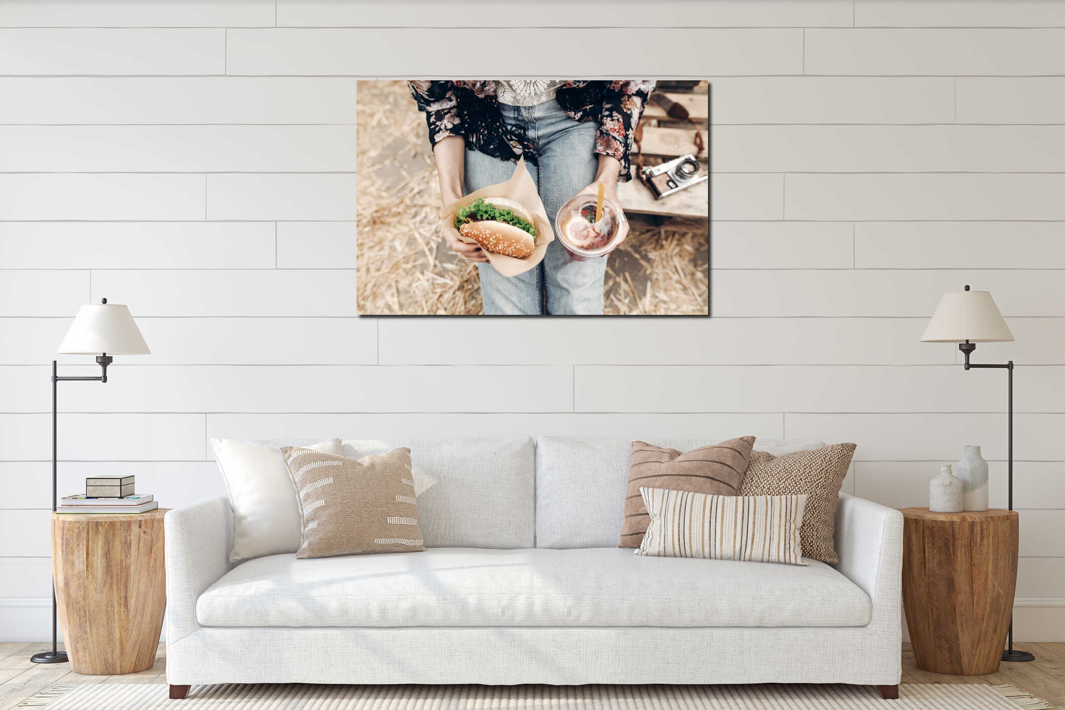 Canvas hanging interior mockup