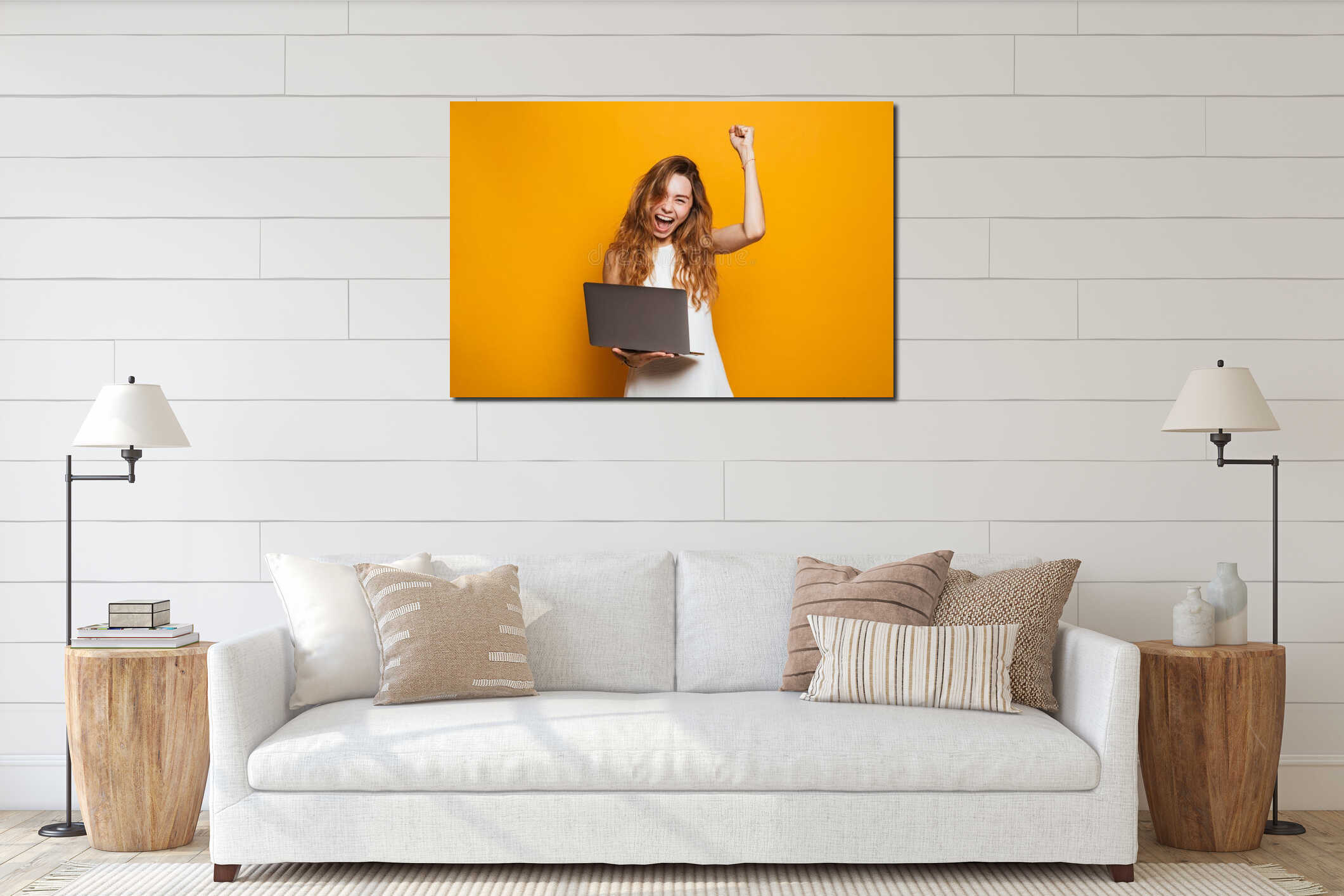 Canvas hanging interior mockup