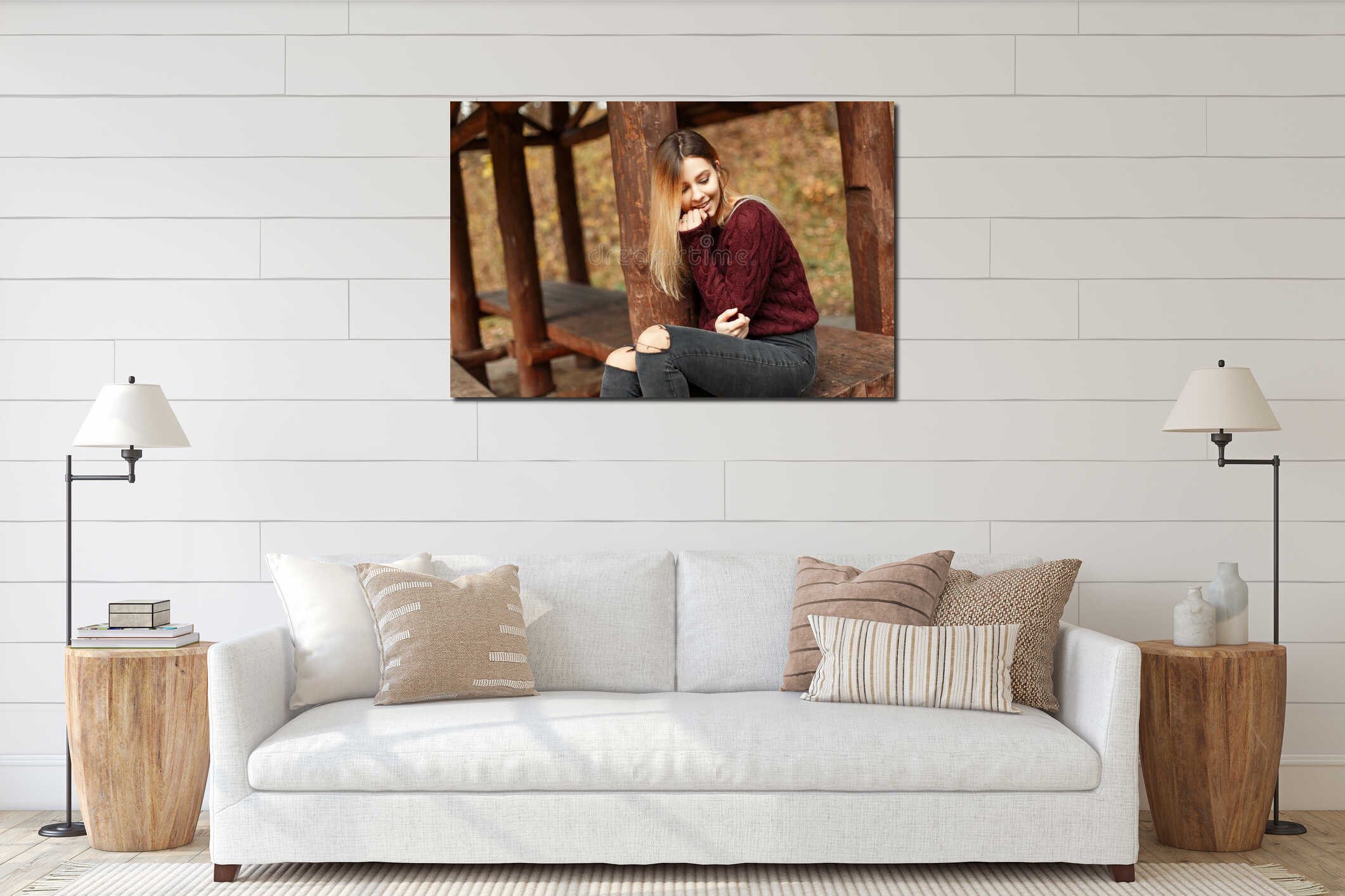 Canvas hanging interior mockup