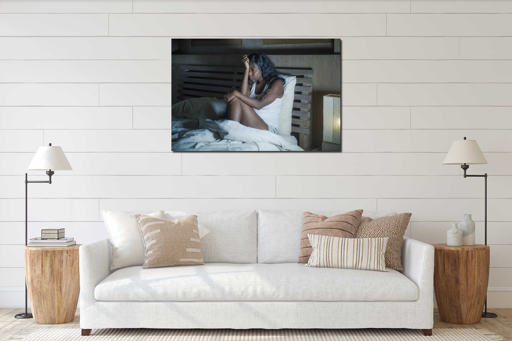 Canvas hanging interior mockup