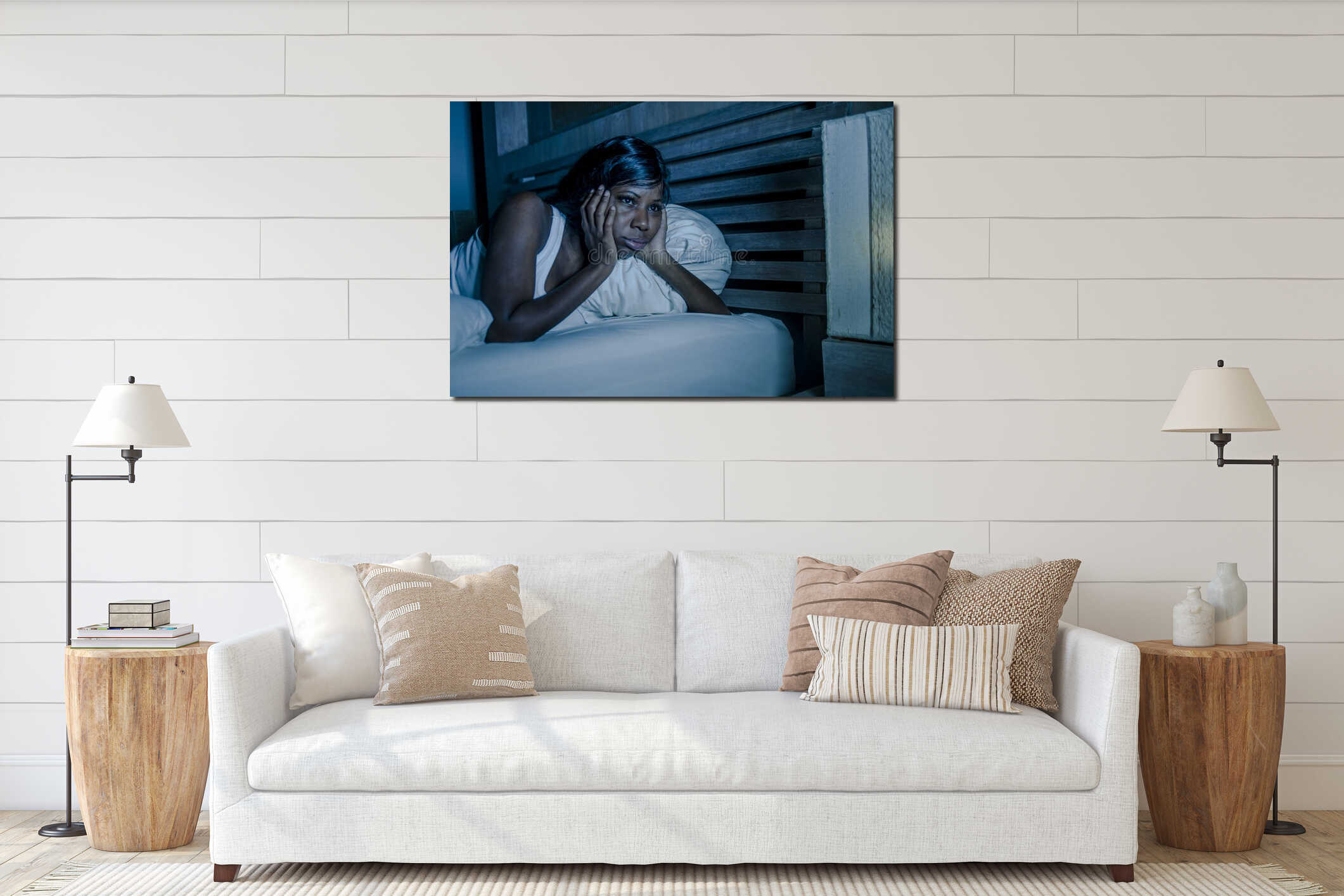 Canvas hanging interior mockup