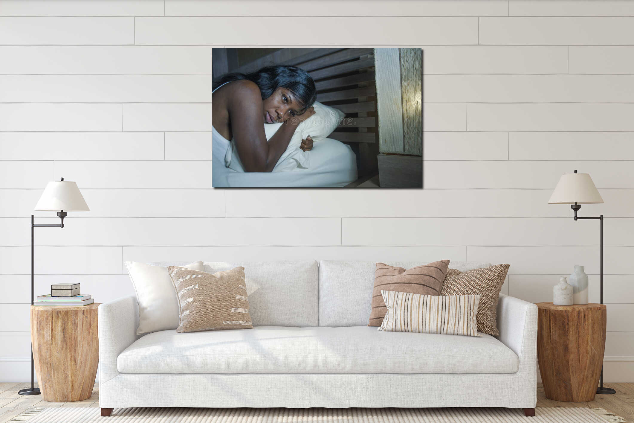 Canvas hanging interior mockup