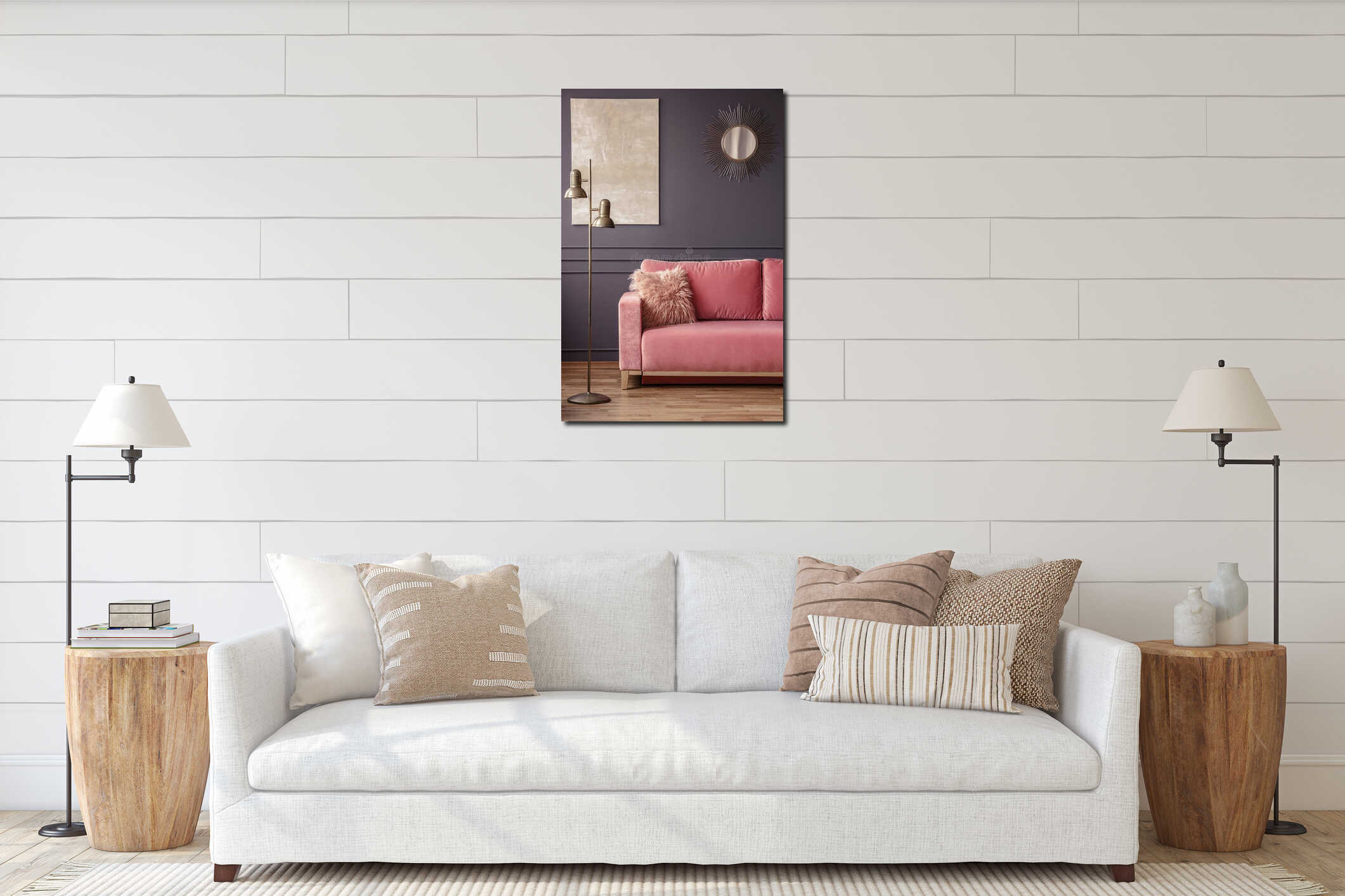 Canvas hanging interior mockup