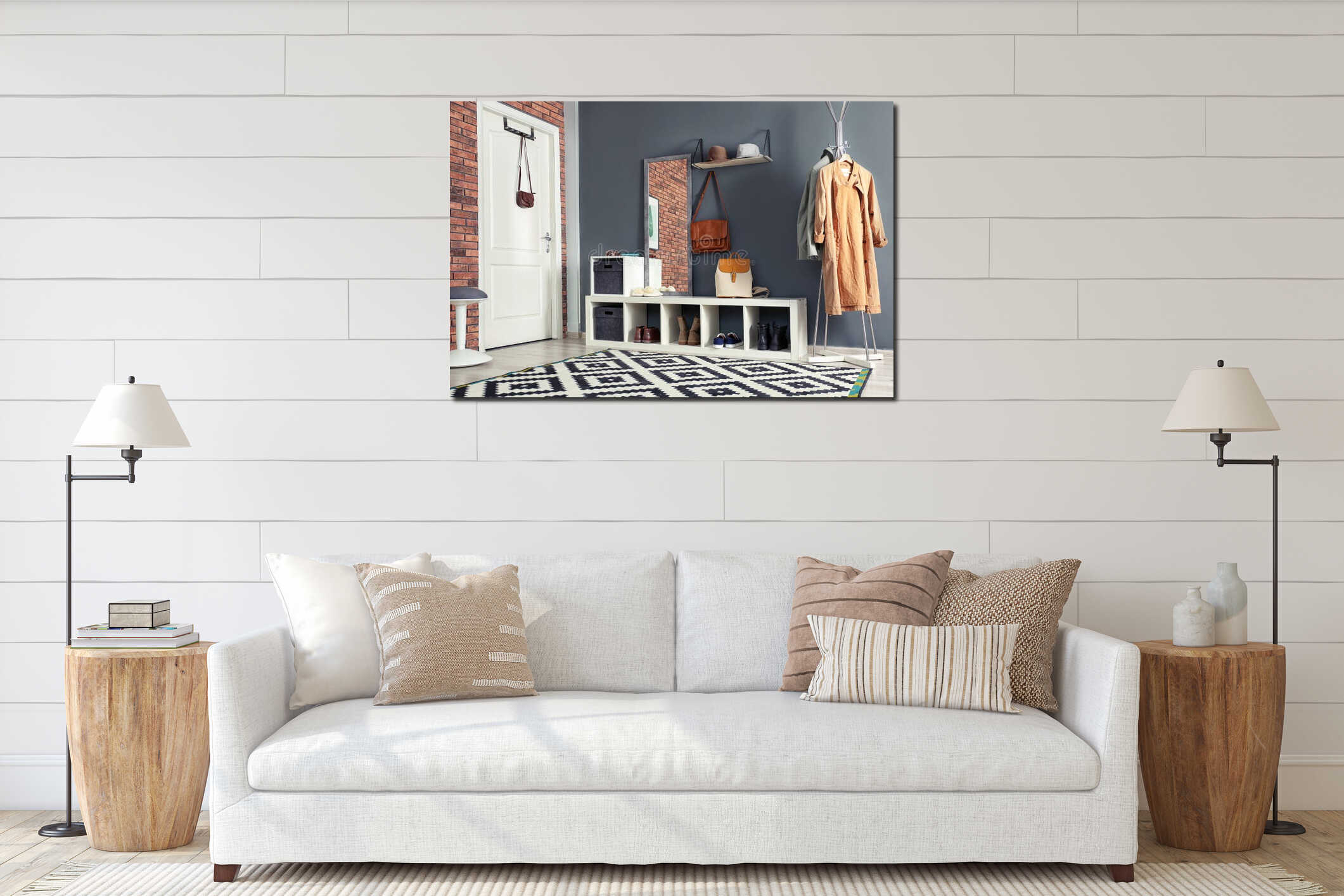 Canvas hanging interior mockup