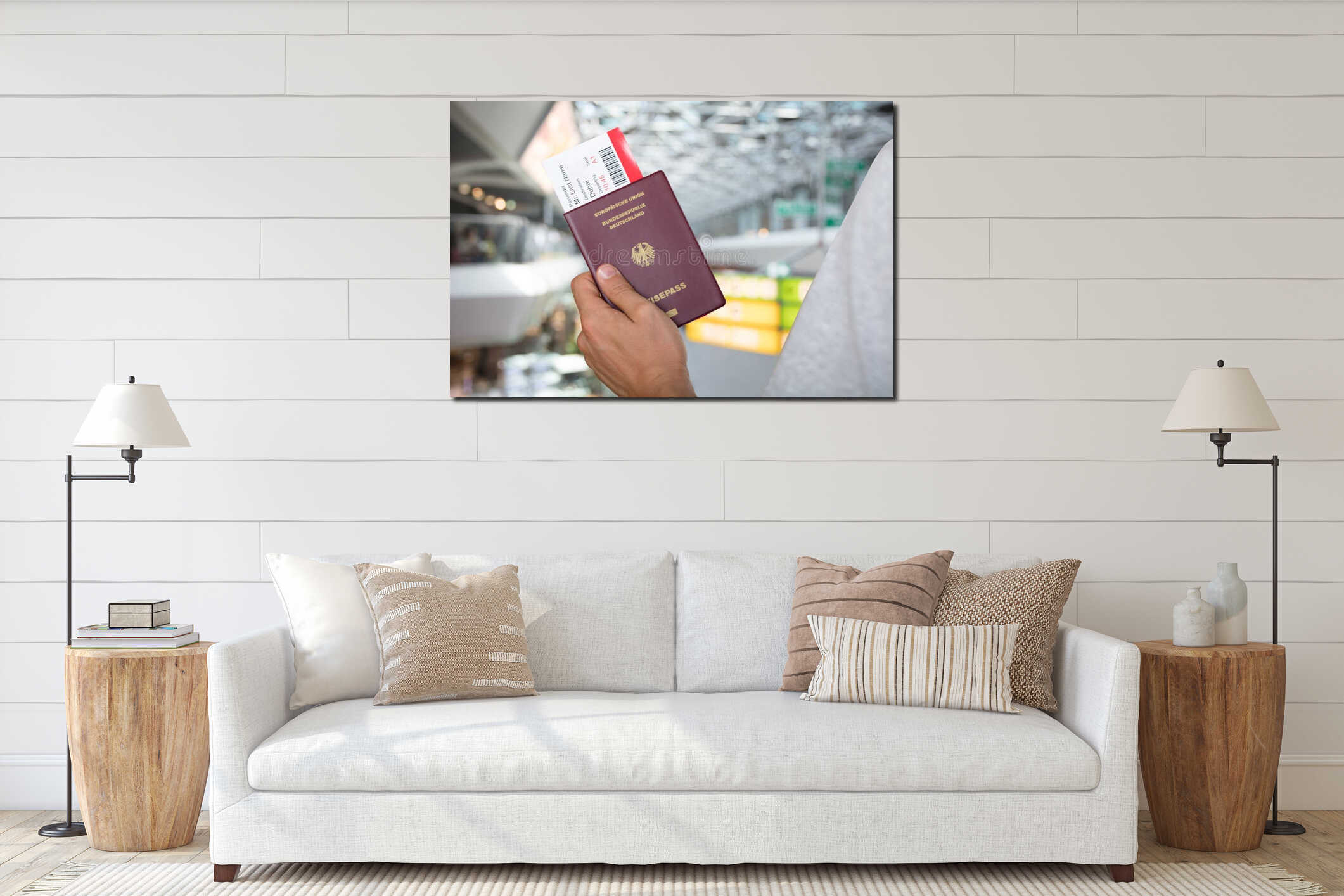 Canvas hanging interior mockup