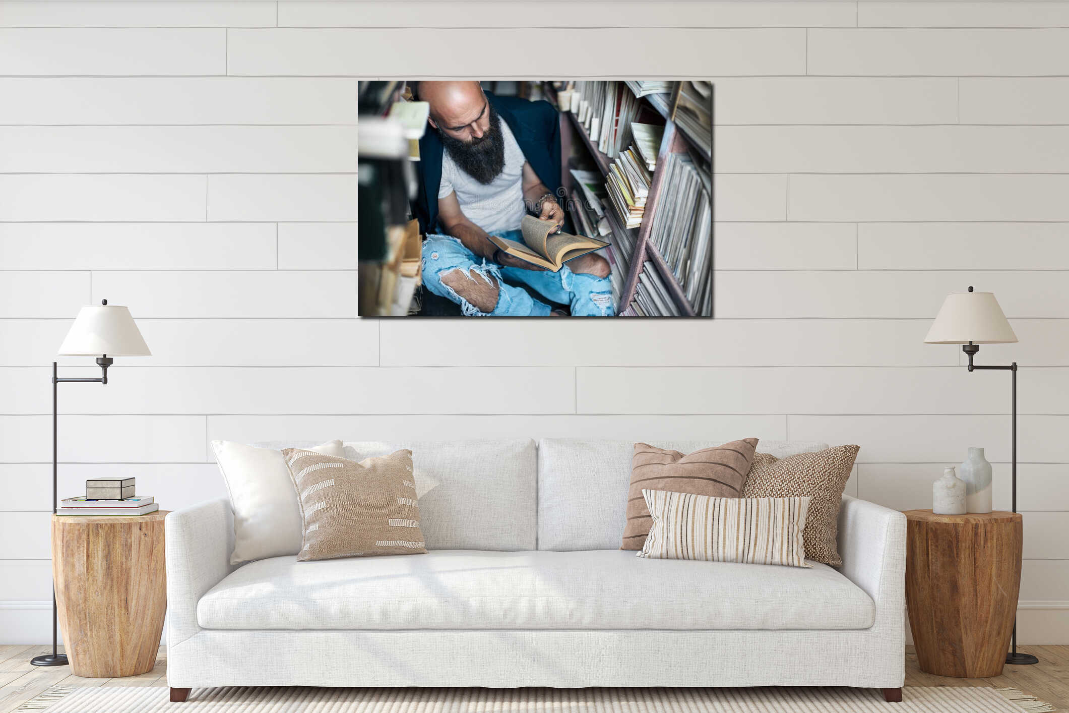Canvas hanging interior mockup