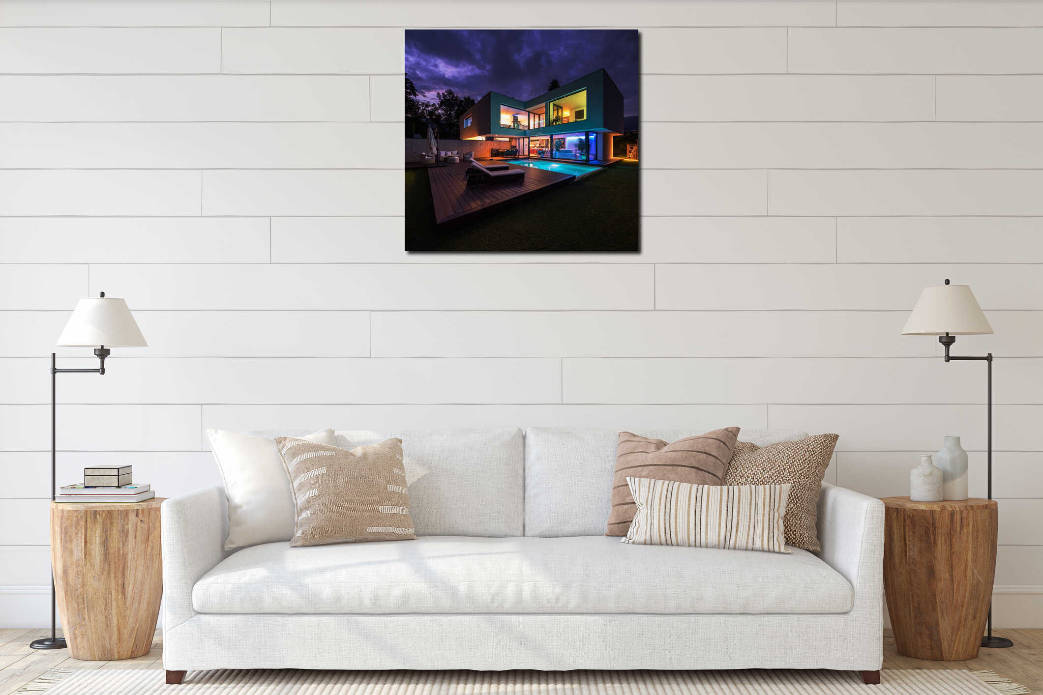 Canvas hanging interior mockup