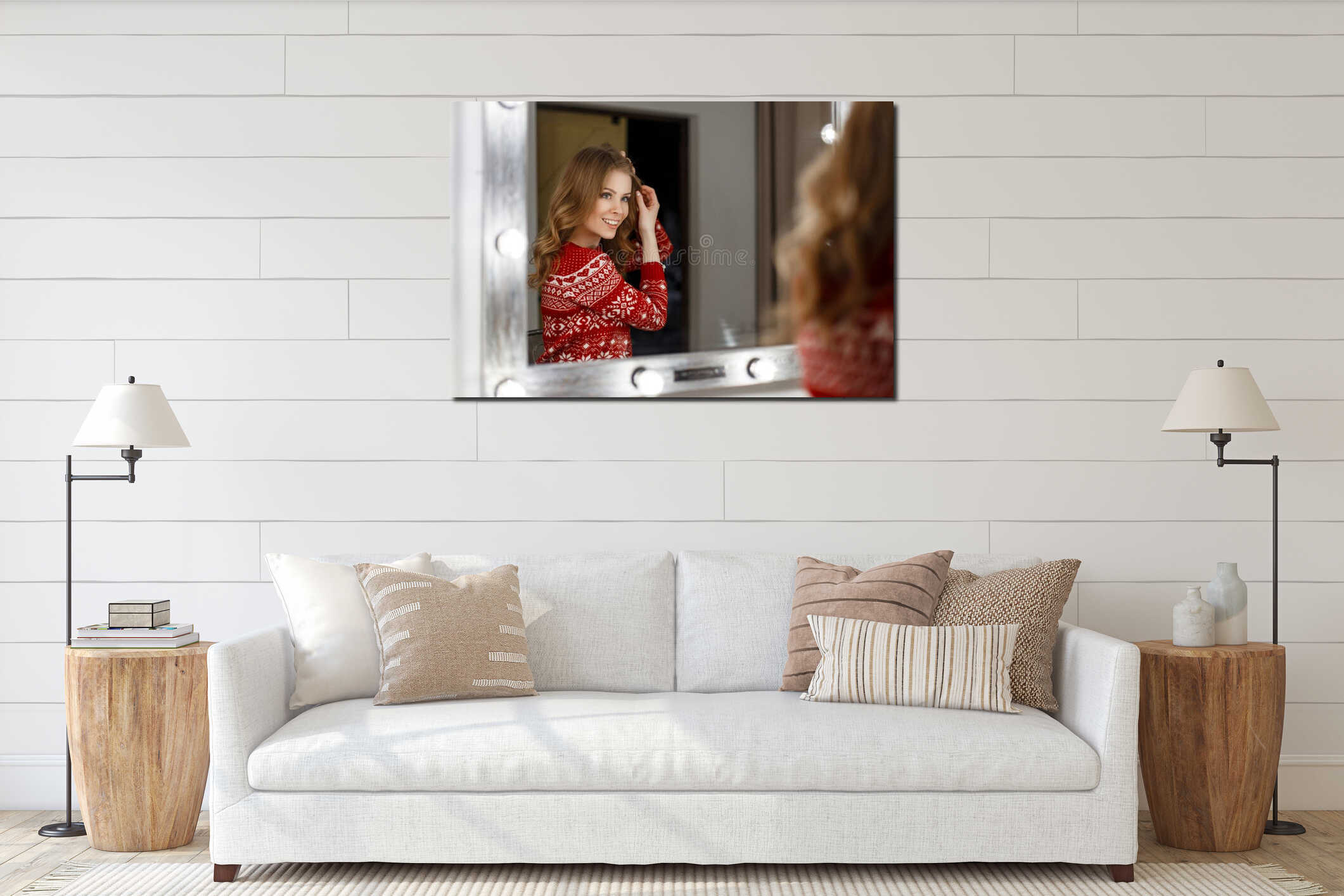 Canvas hanging interior mockup